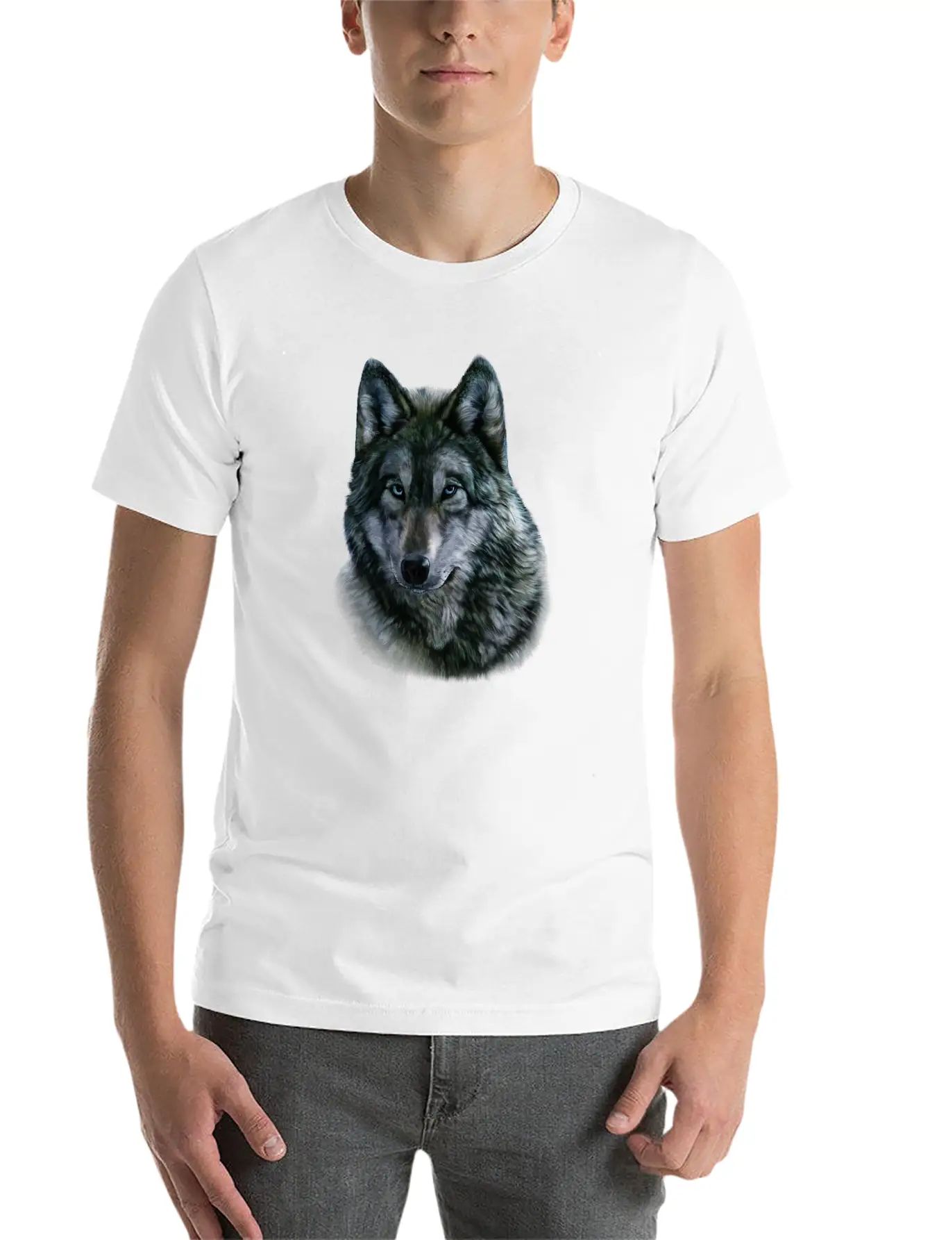 Gray Wolf Bust Casual Graphic T-Shirt – Simple And Comfortable Daily Wear