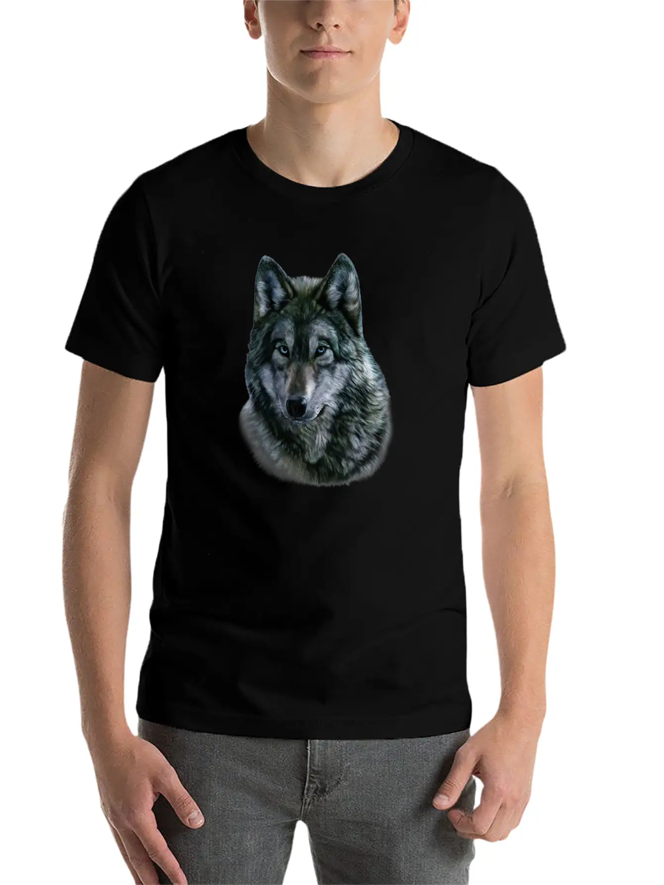 Gray Wolf Bust Casual Graphic T-Shirt – Simple And Comfortable Daily Wear