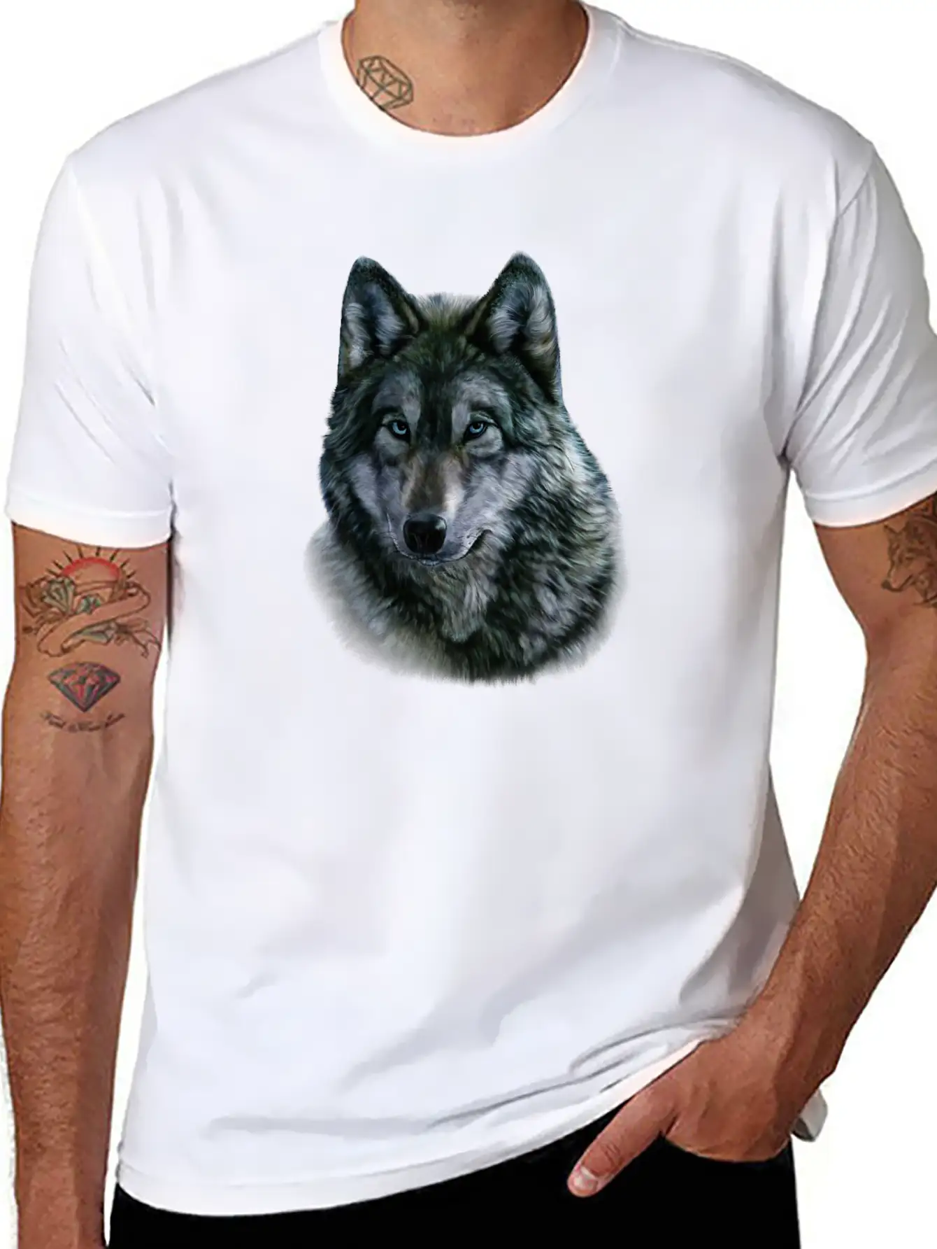 Gray Wolf Bust Casual Graphic T-Shirt – Simple And Comfortable Daily Wear