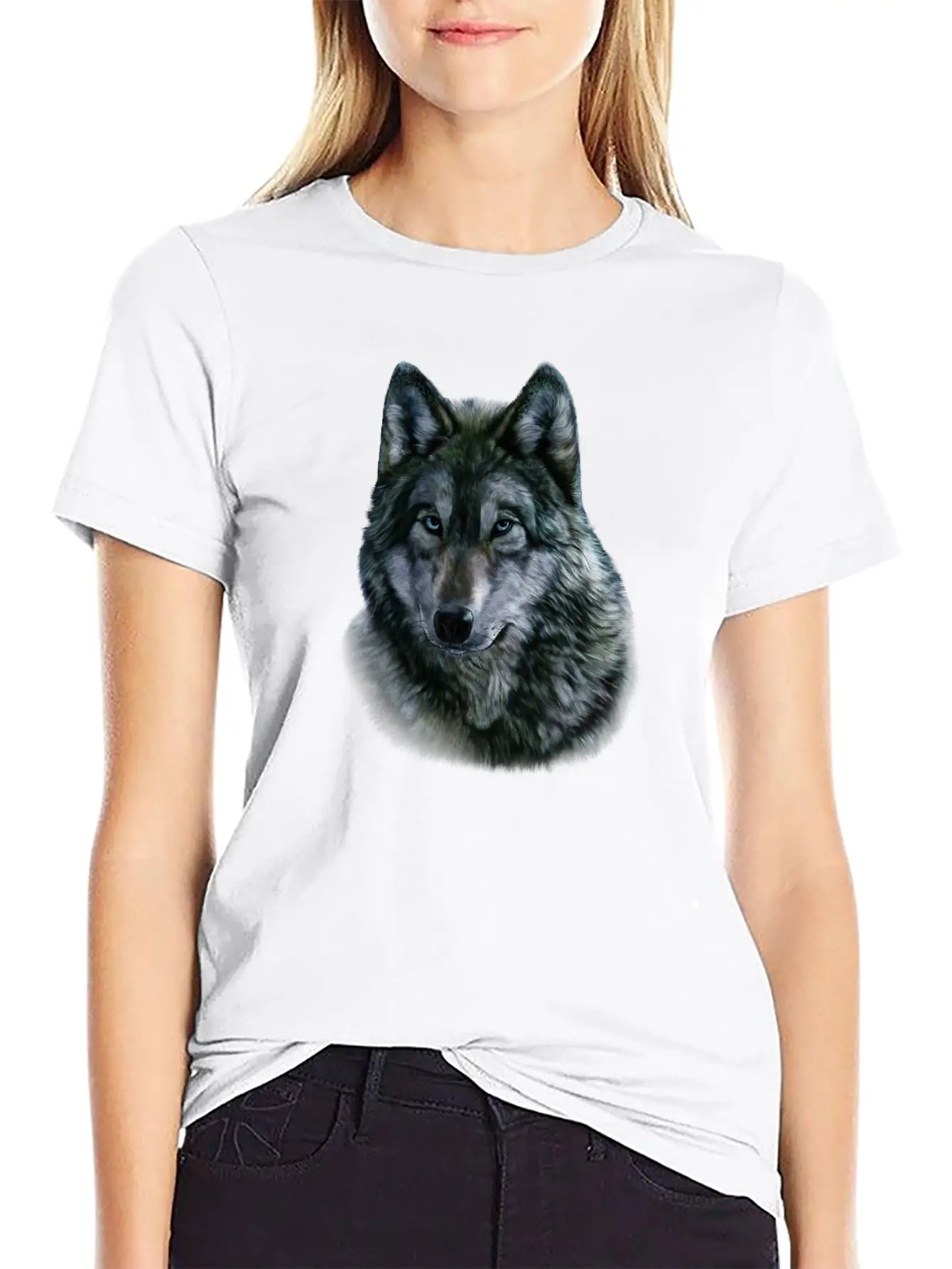 Gray Wolf Bust Casual Graphic T-Shirt – Simple And Comfortable Daily Wear
