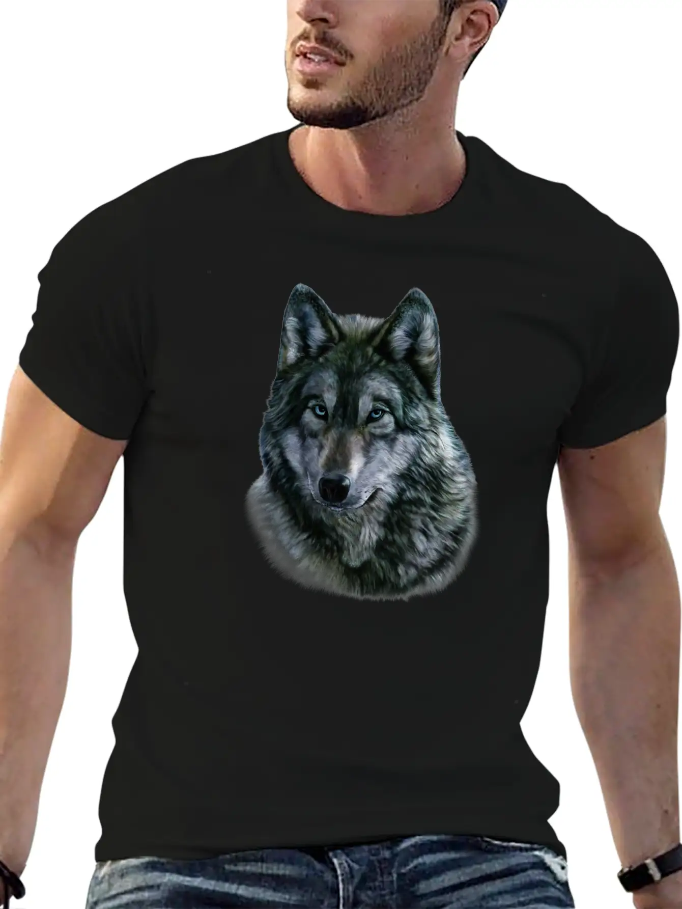 Gray Wolf Bust Casual Graphic T-Shirt – Simple And Comfortable Daily Wear