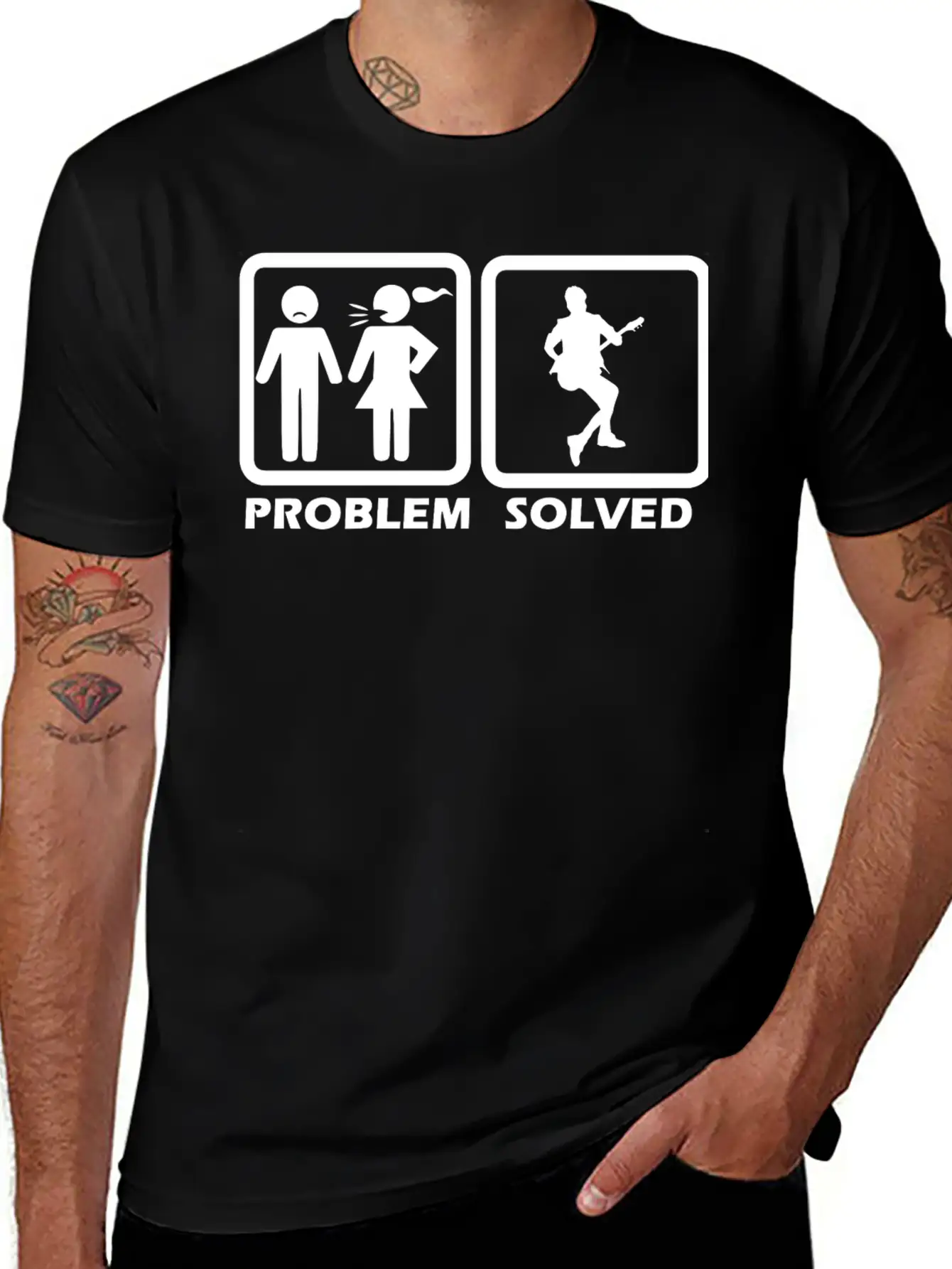 Guitar - Guitar Solved My Problem Unisex Short Sleeve Soft Cotton T-Shirt – Casual Everyday Wear