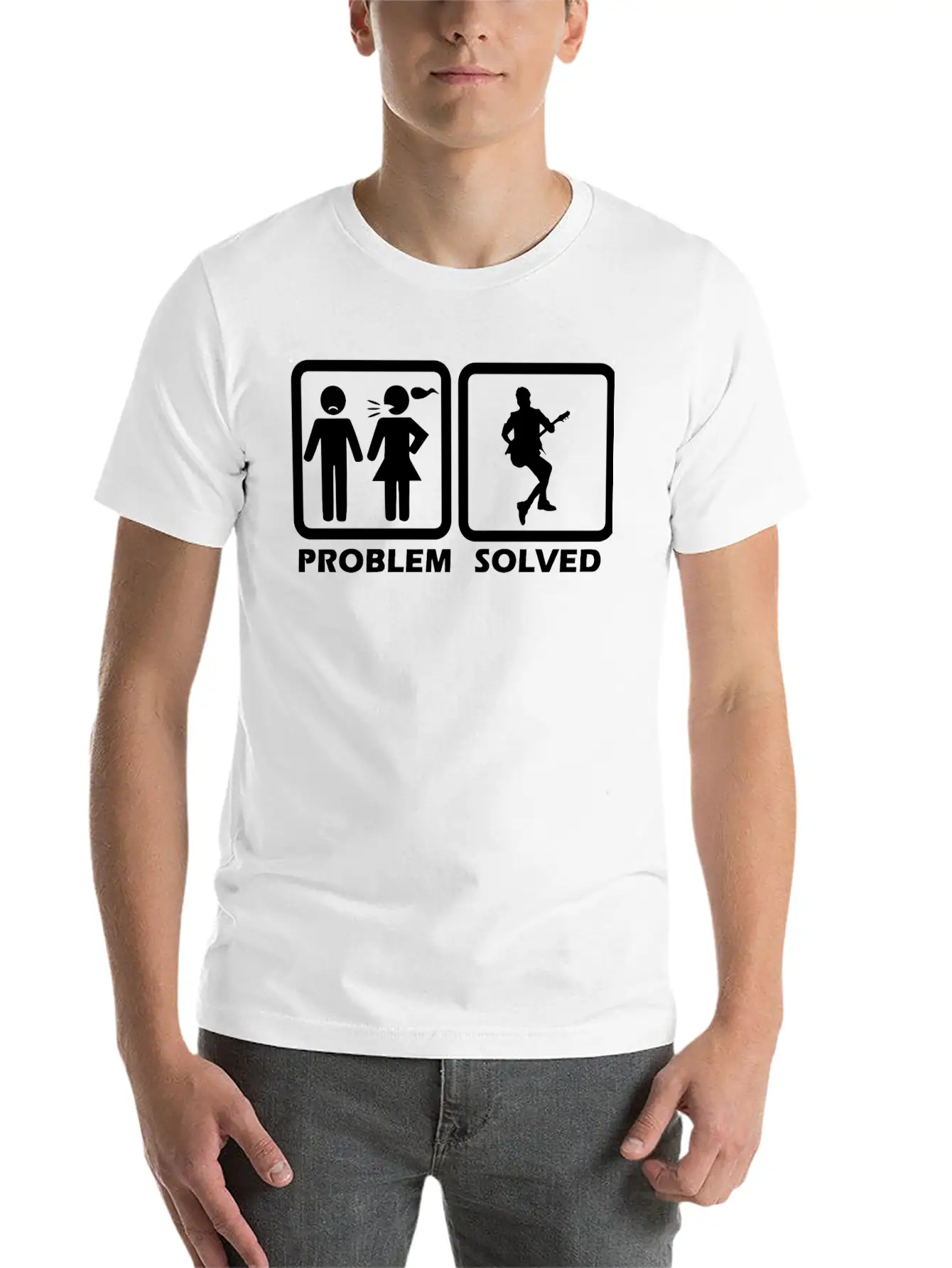 Guitar - Guitar Solved My Problem Unisex Short Sleeve Soft Cotton T-Shirt – Casual Everyday Wear