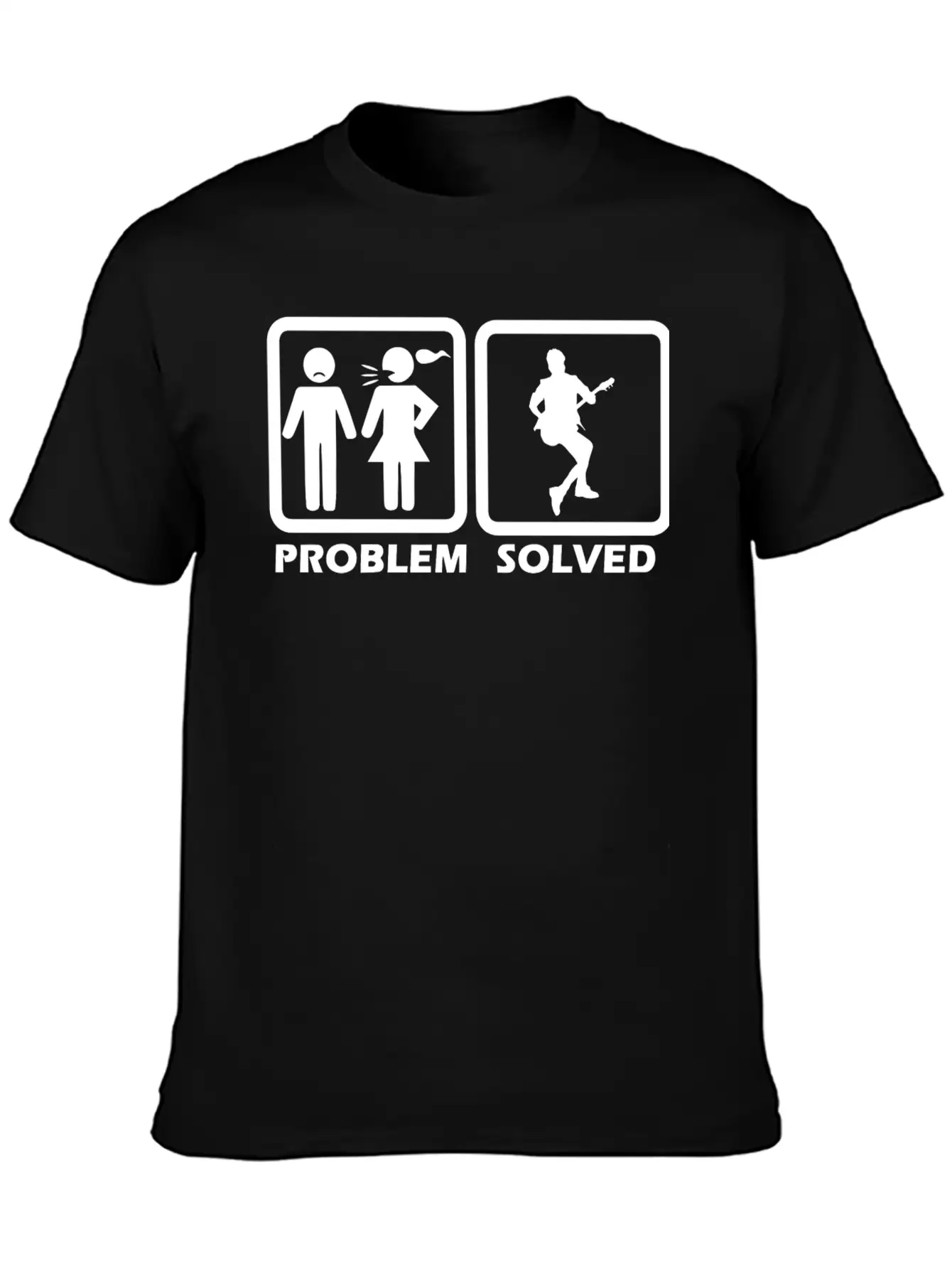 Guitar - Guitar Solved My Problem Unisex Short Sleeve Soft Cotton T-Shirt – Casual Everyday Wear