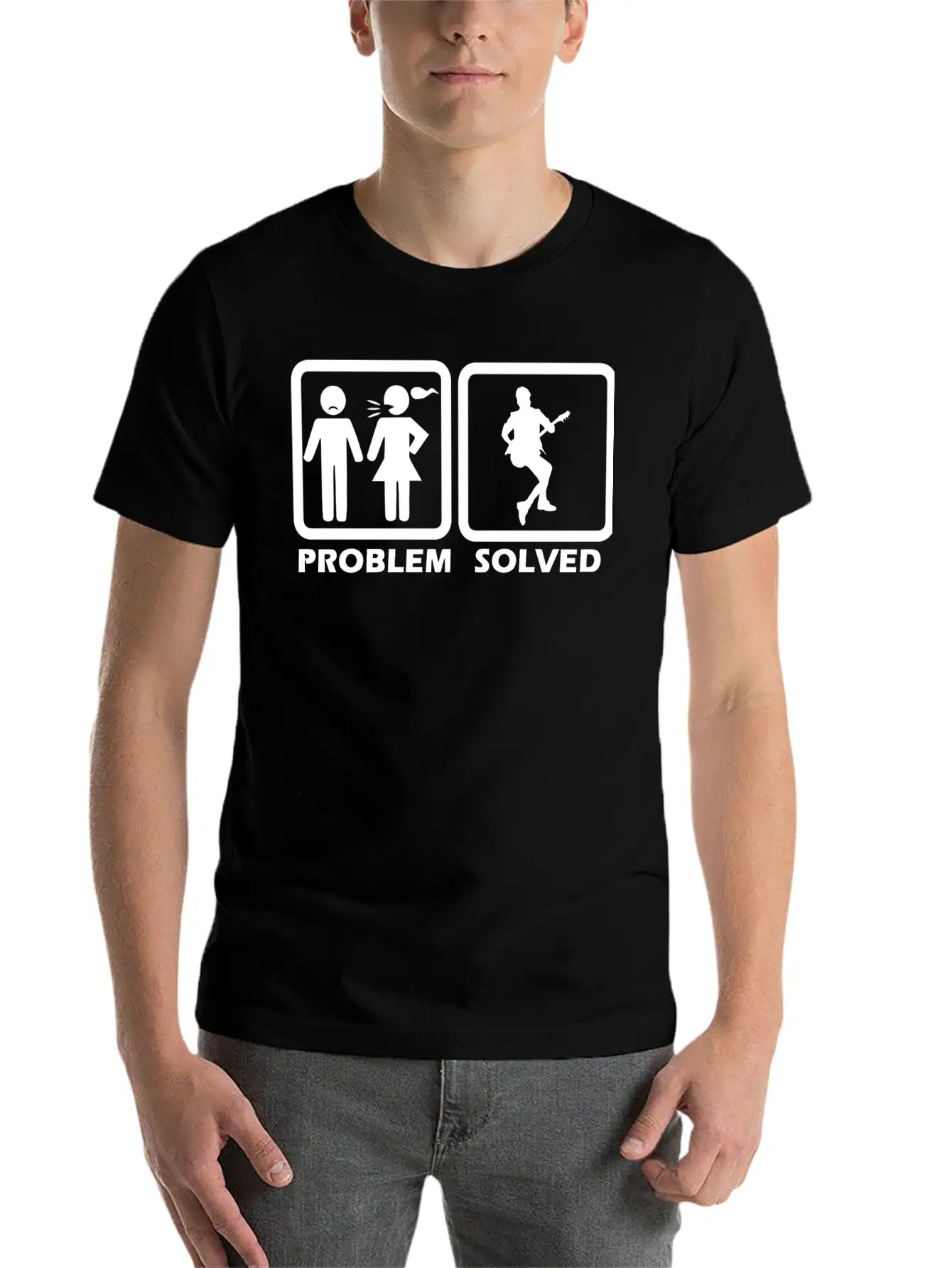 Guitar - Guitar Solved My Problem Unisex Short Sleeve Soft Cotton T-Shirt – Casual Everyday Wear