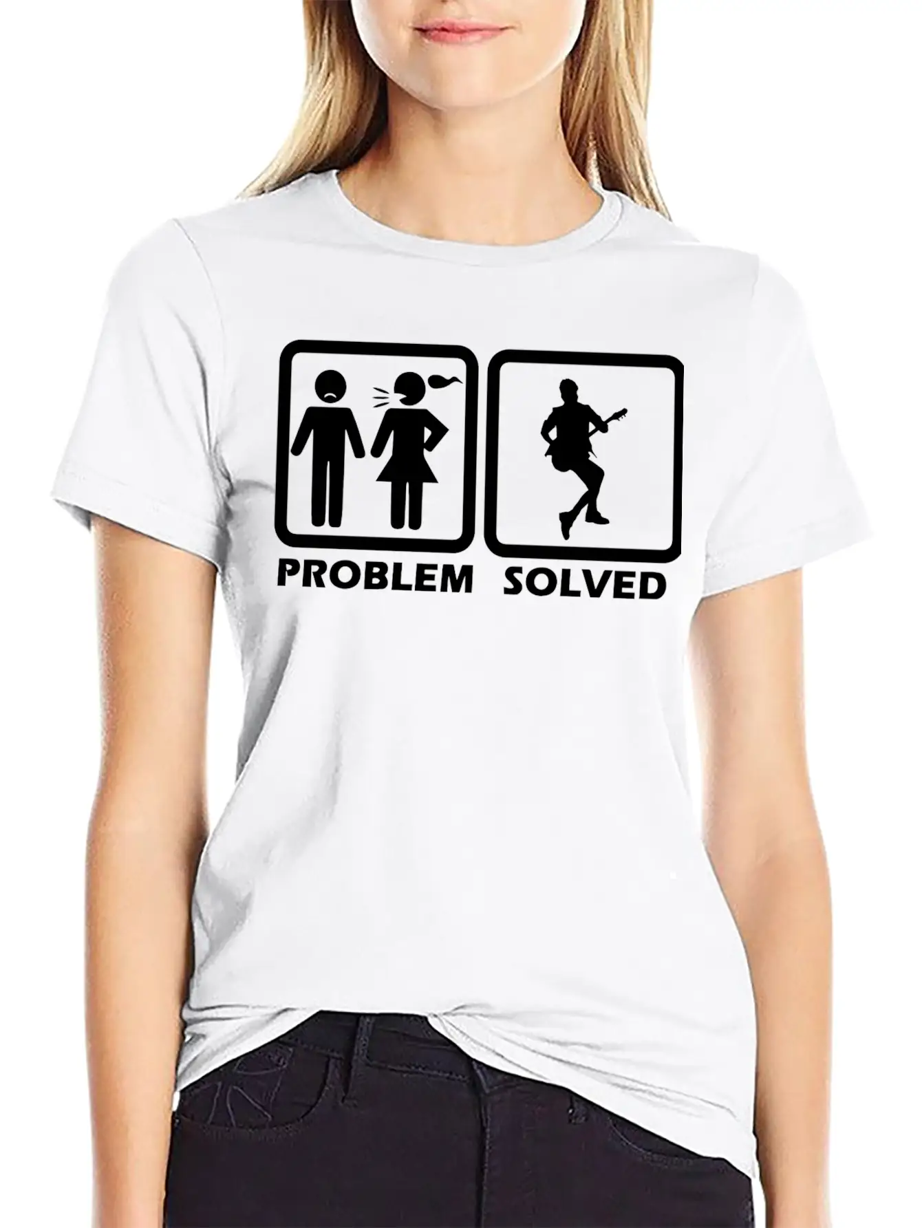 Guitar - Guitar Solved My Problem Unisex Short Sleeve Soft Cotton T-Shirt – Casual Everyday Wear