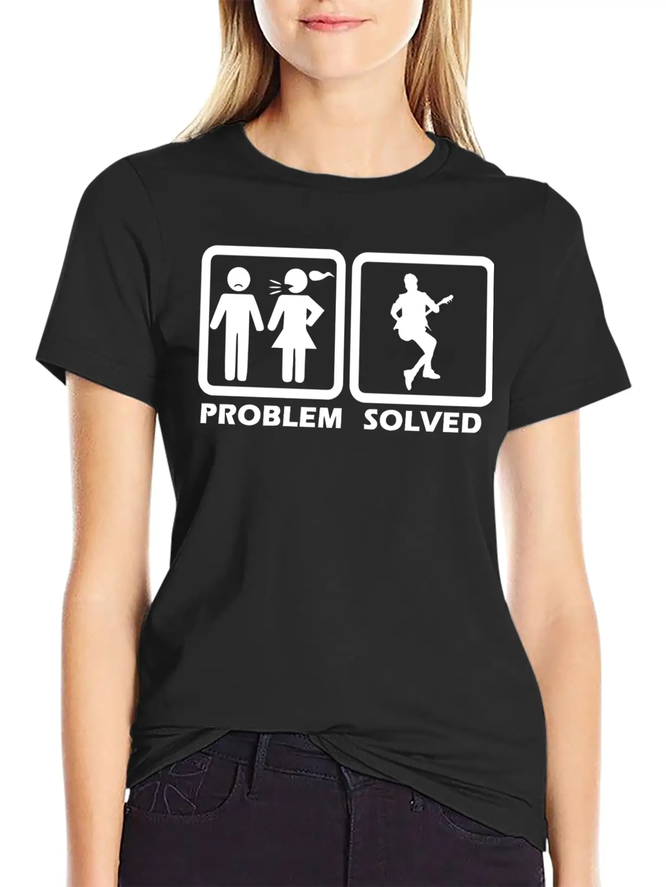 Guitar - Guitar Solved My Problem Unisex Short Sleeve Soft Cotton T-Shirt – Casual Everyday Wear
