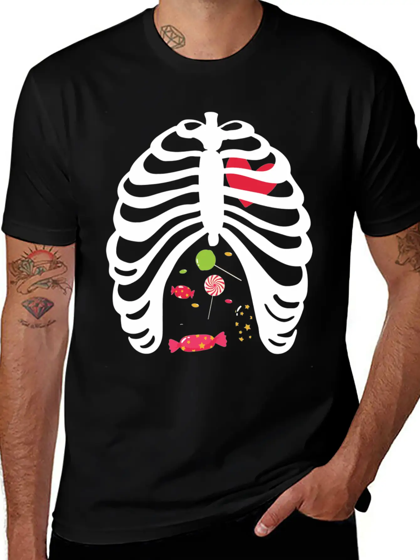Halloween Candy Skeleton Rib Cage Classic Cotton Tee – Unisex Comfort For Any Season