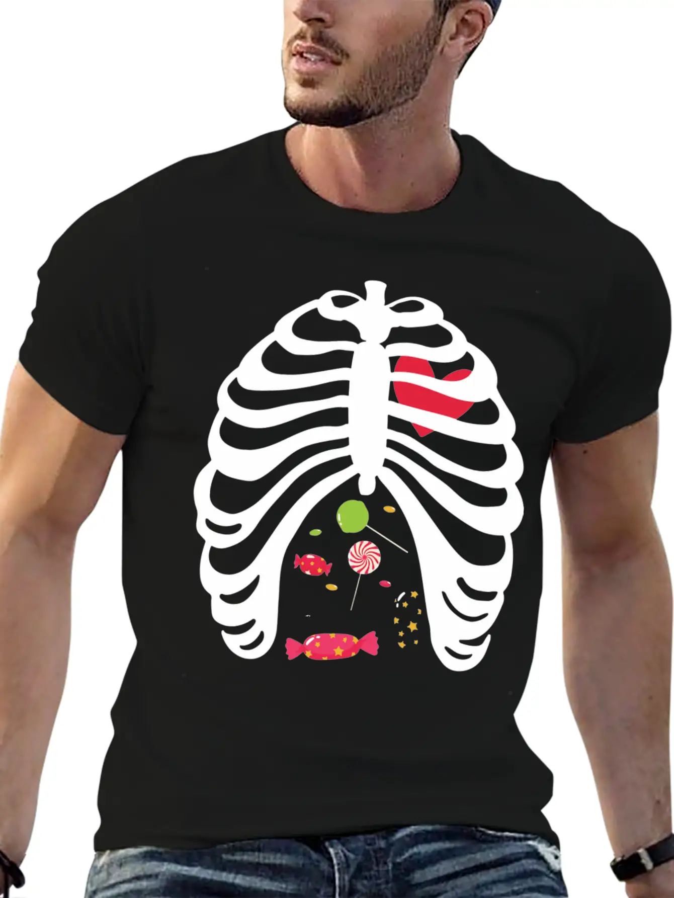 Halloween Candy Skeleton Rib Cage Classic Cotton Tee – Unisex Comfort For Any Season
