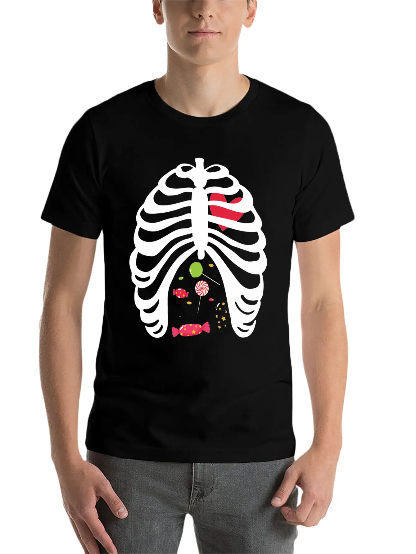Halloween Candy Skeleton Rib Cage Classic Cotton Tee – Unisex Comfort For Any Season