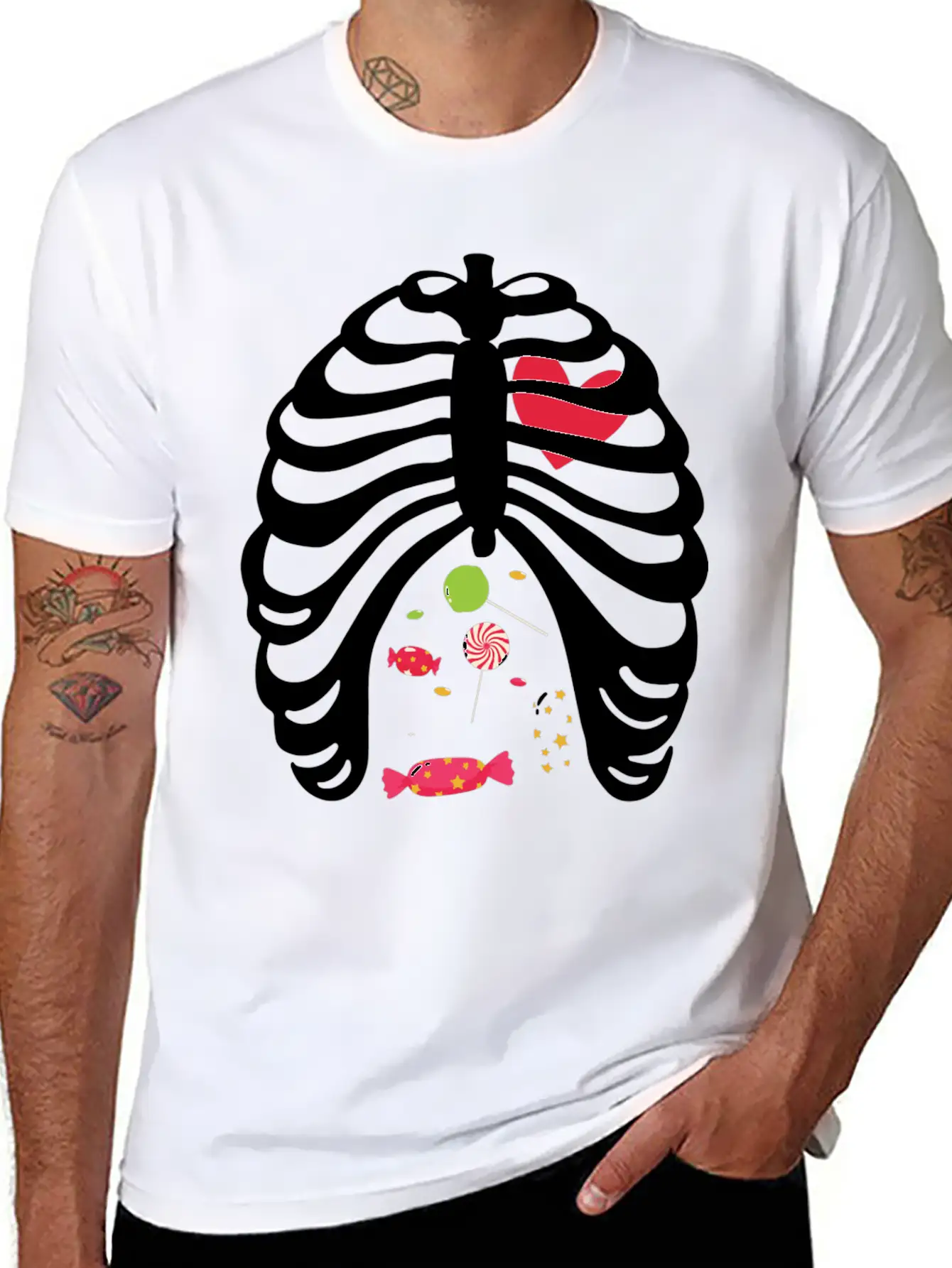 Halloween Candy Skeleton Rib Cage Classic Cotton Tee – Unisex Comfort For Any Season
