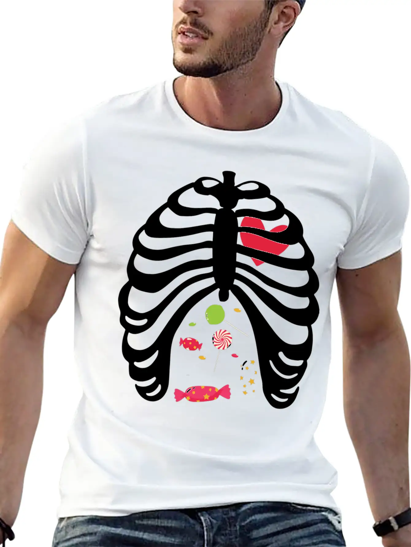 Halloween Candy Skeleton Rib Cage Classic Cotton Tee – Unisex Comfort For Any Season