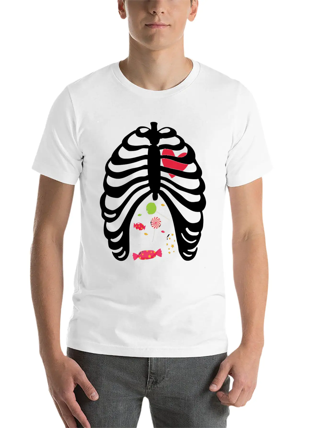 Halloween Candy Skeleton Rib Cage Classic Cotton Tee – Unisex Comfort For Any Season