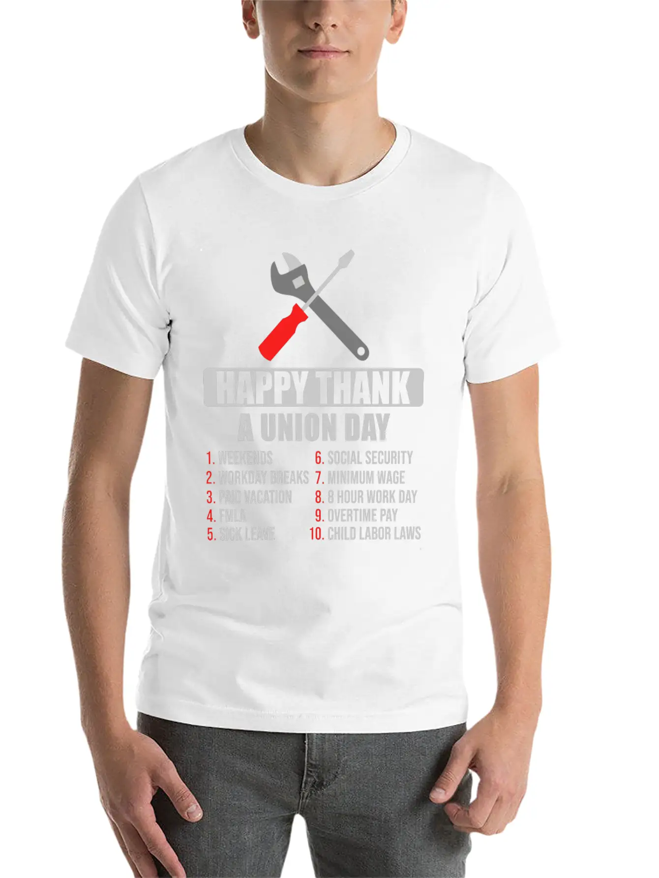 Happy Thank A Union Day Labor Day Unisex Short Sleeve Soft Cotton T-Shirt – Casual Everyday Wear