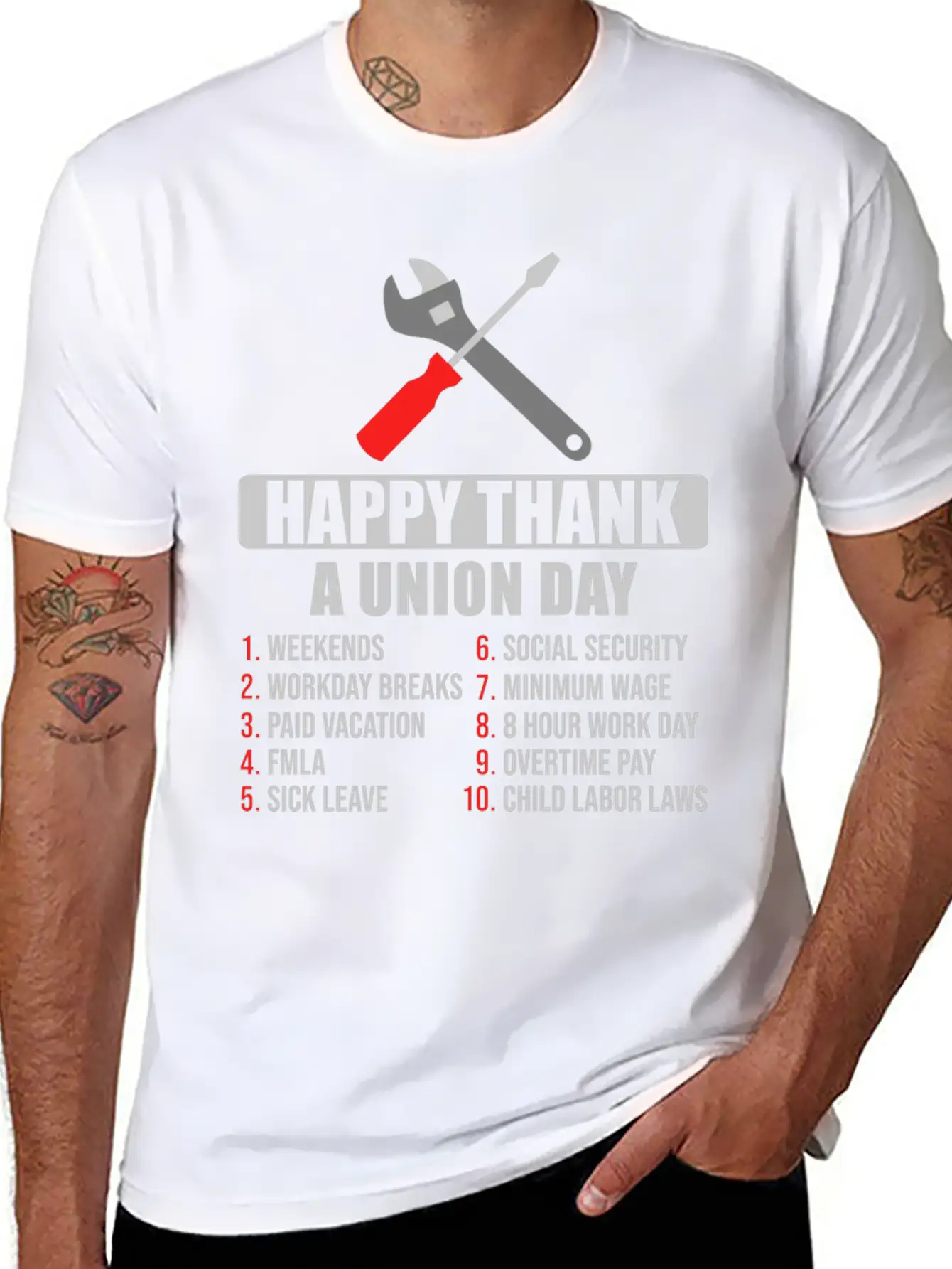 Happy Thank A Union Day Labor Day Unisex Short Sleeve Soft Cotton T-Shirt – Casual Everyday Wear