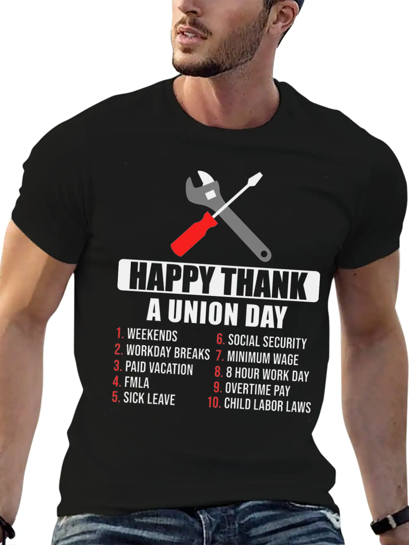 Happy Thank A Union Day Labor Day Unisex Short Sleeve Soft Cotton T-Shirt – Casual Everyday Wear