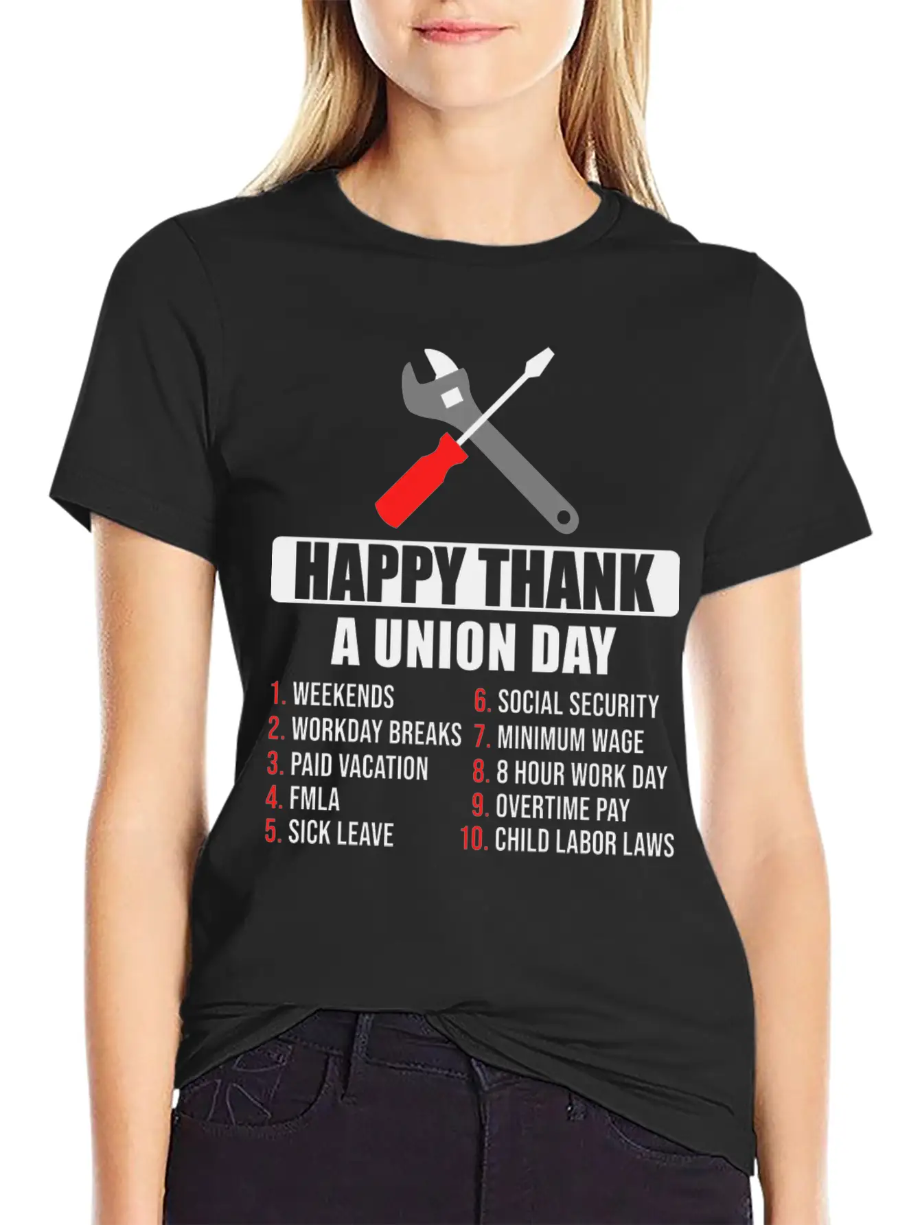 Happy Thank A Union Day Labor Day Unisex Short Sleeve Soft Cotton T-Shirt – Casual Everyday Wear