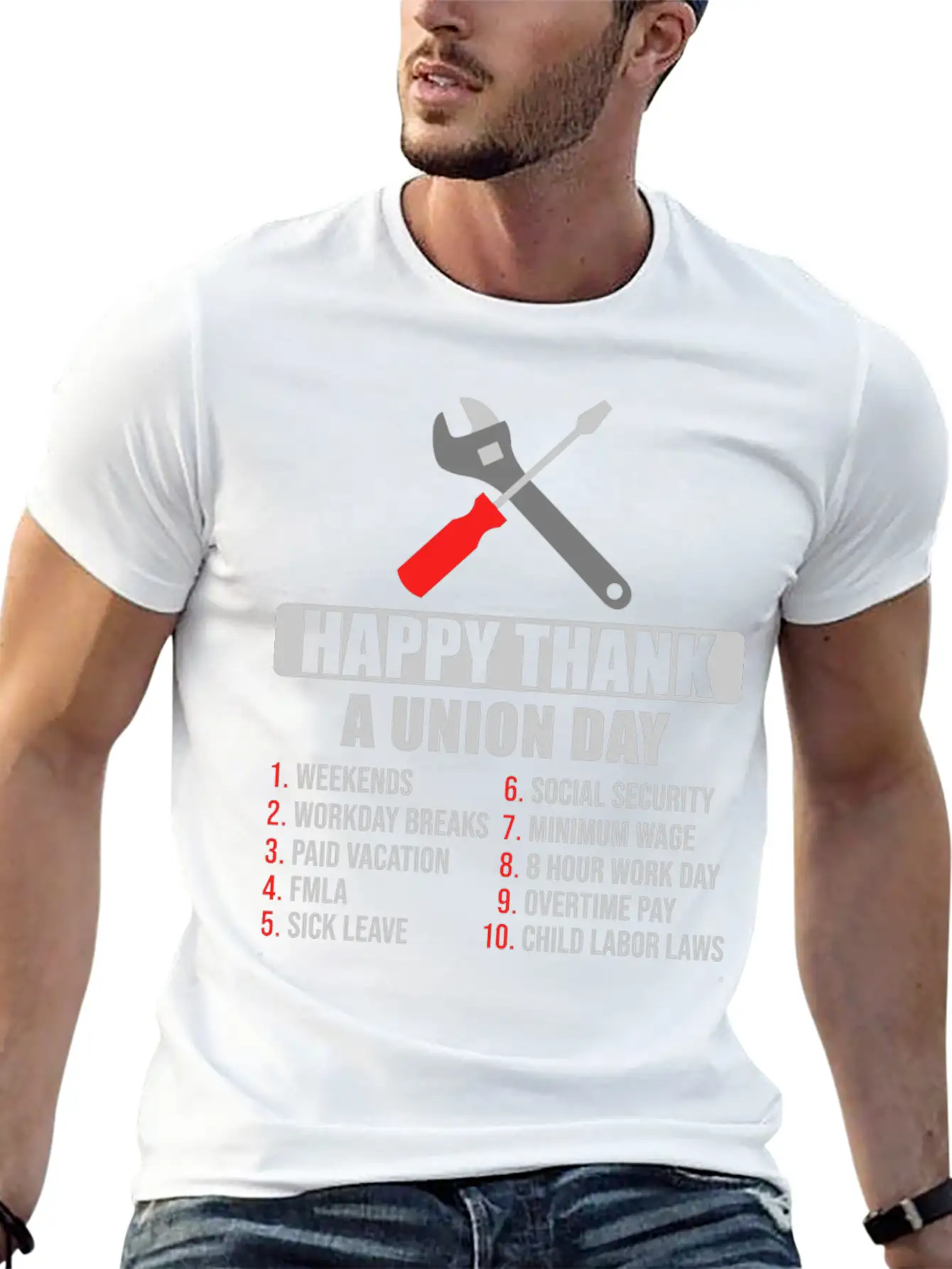 Happy Thank A Union Day Labor Day Unisex Short Sleeve Soft Cotton T-Shirt – Casual Everyday Wear