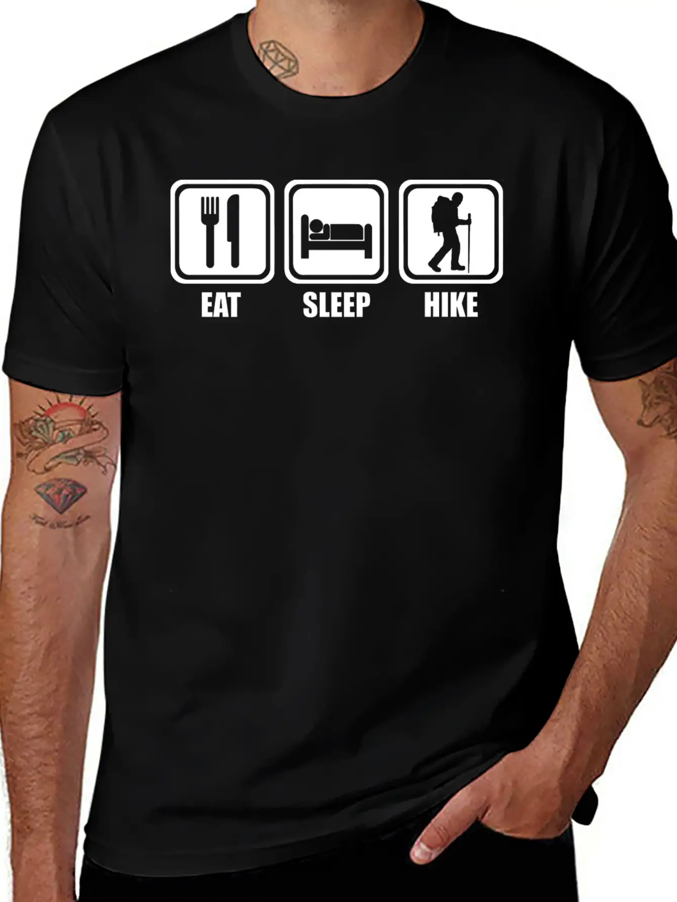 Hiking - Eat Sleep Hiking Casual Graphic T-Shirt – Simple And Comfortable Daily Wear