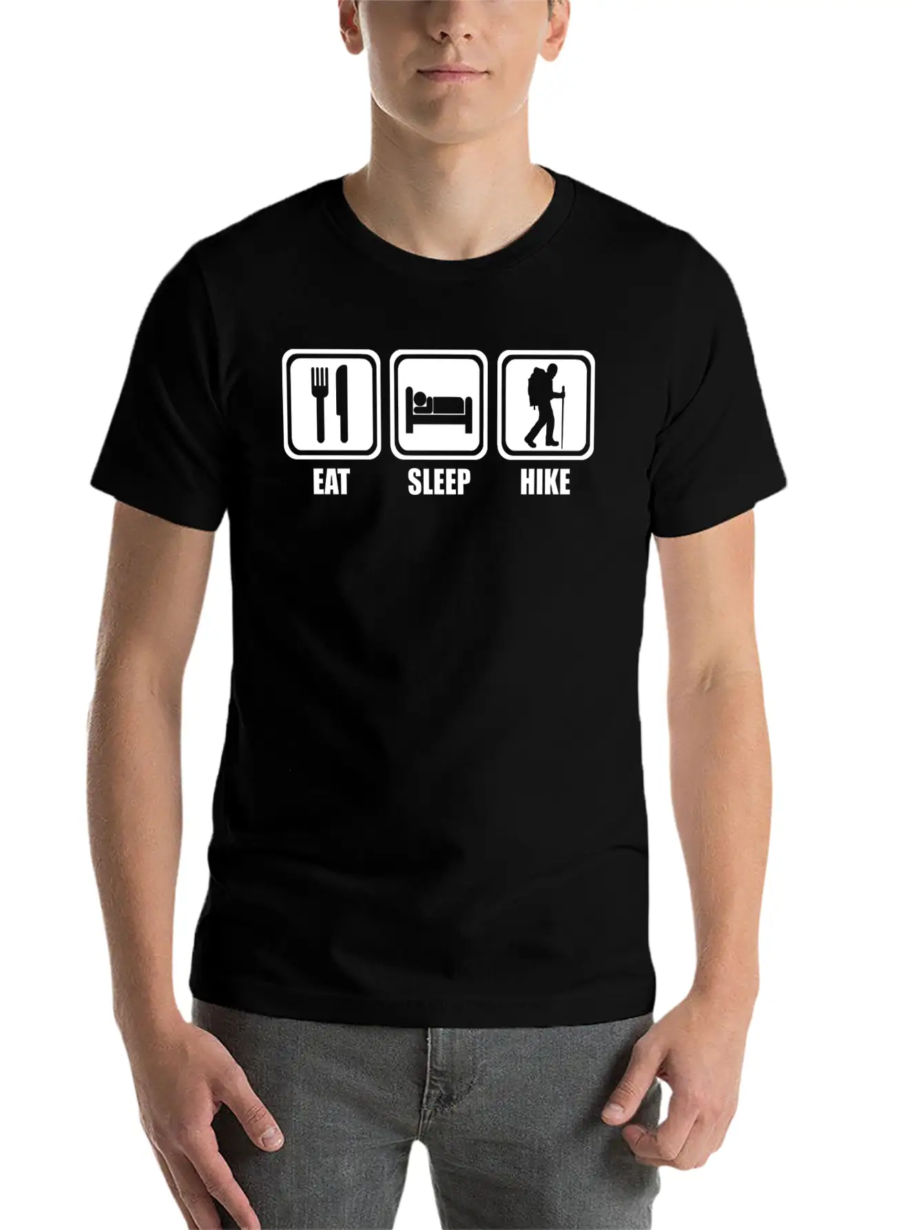 Hiking - Eat Sleep Hiking Casual Graphic T-Shirt – Simple And Comfortable Daily Wear