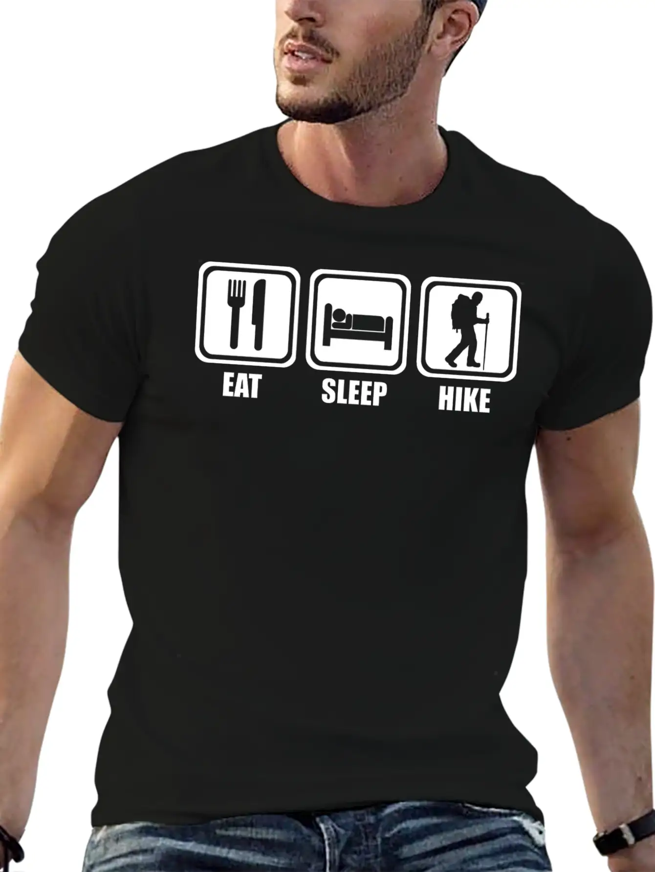 Hiking - Eat Sleep Hiking Casual Graphic T-Shirt – Simple And Comfortable Daily Wear