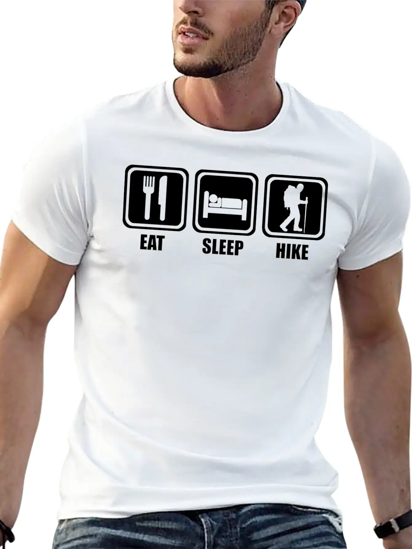 Hiking - Eat Sleep Hiking Casual Graphic T-Shirt – Simple And Comfortable Daily Wear