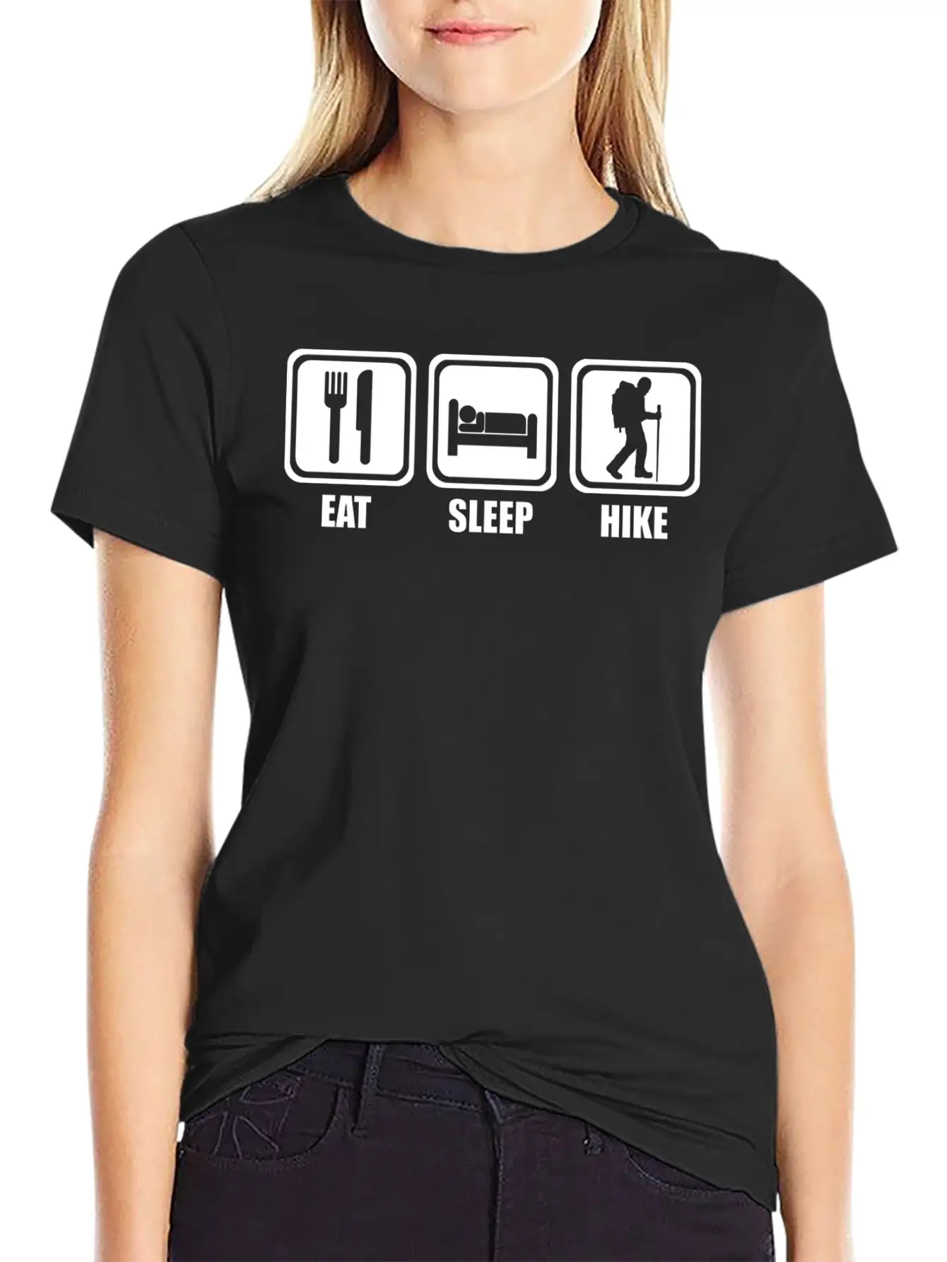 Hiking - Eat Sleep Hiking Casual Graphic T-Shirt – Simple And Comfortable Daily Wear