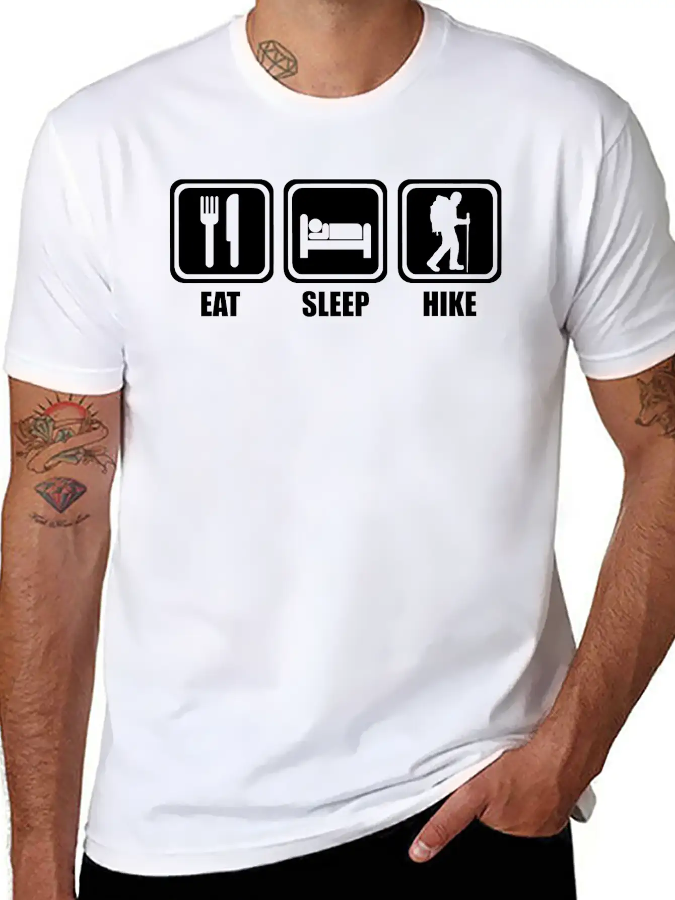 Hiking - Eat Sleep Hiking Casual Graphic T-Shirt – Simple And Comfortable Daily Wear