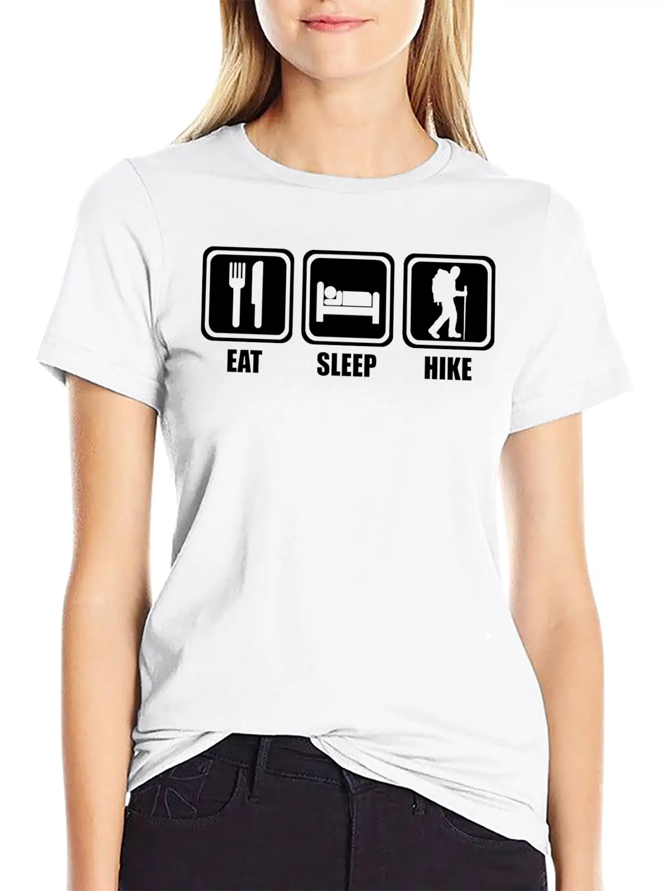 Hiking - Eat Sleep Hiking Casual Graphic T-Shirt – Simple And Comfortable Daily Wear