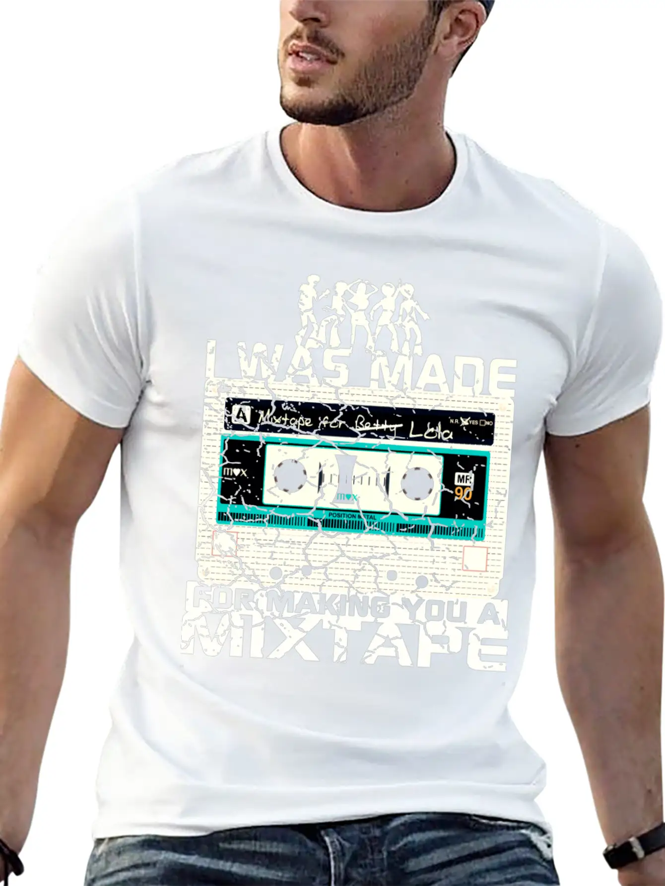 I WAS MADE For Making You A MIXTAPE 80s Cassettes Casual Graphic T-Shirt – Simple And Comfortable Daily Wear