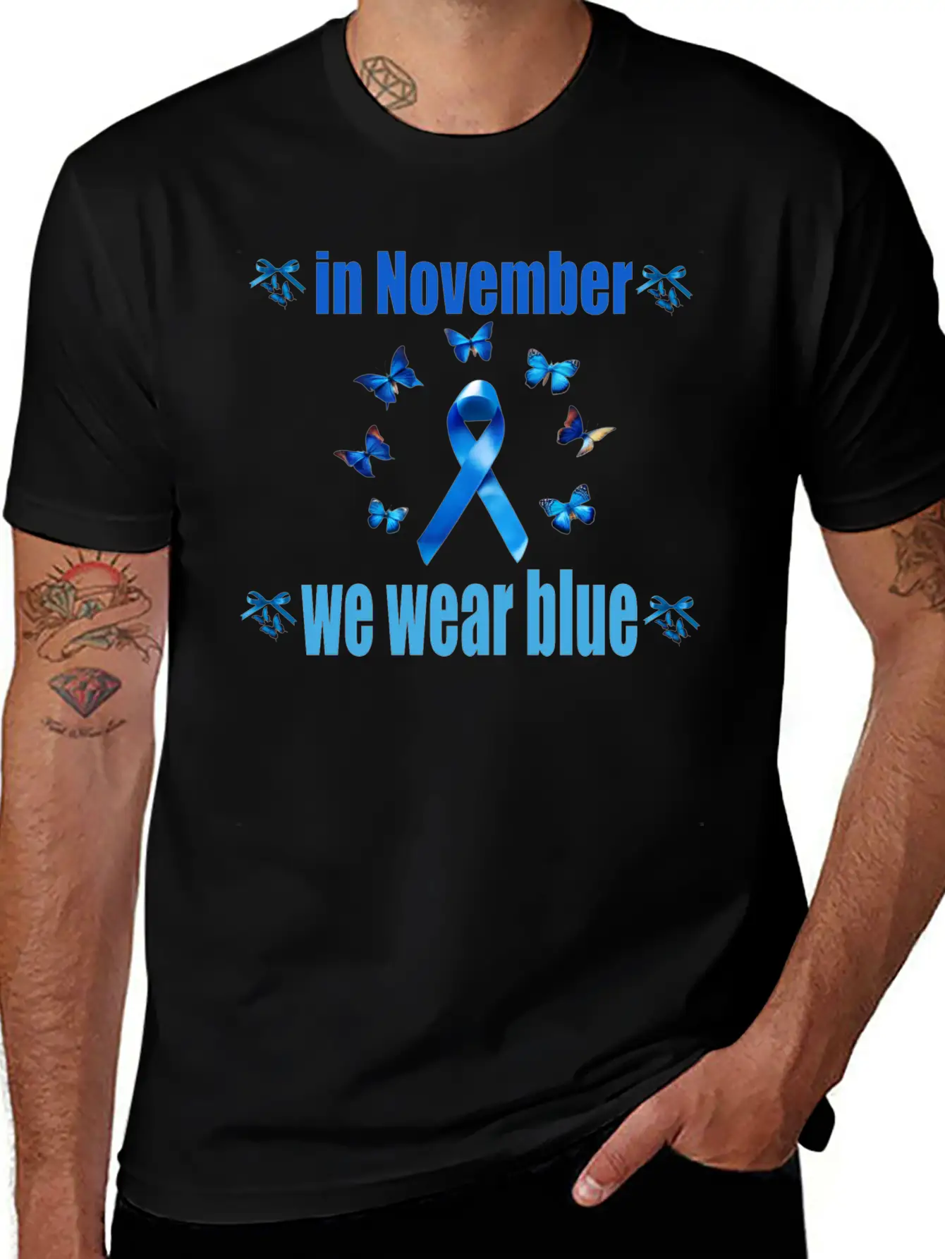 In November We Wear Blue Casual Graphic T-Shirt – Simple And Comfortable Daily Wear