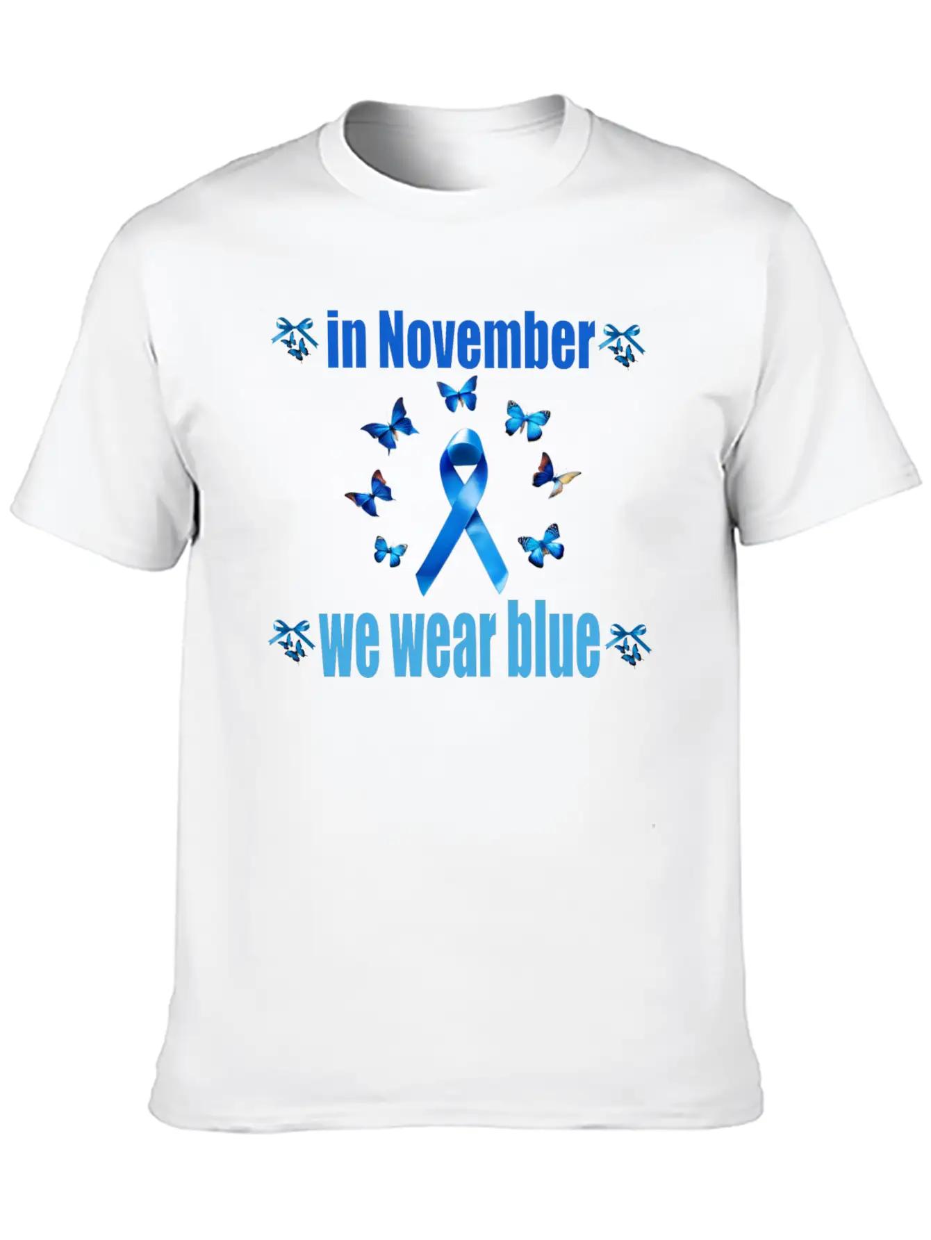 In November We Wear Blue Casual Graphic T-Shirt – Simple And Comfortable Daily Wear