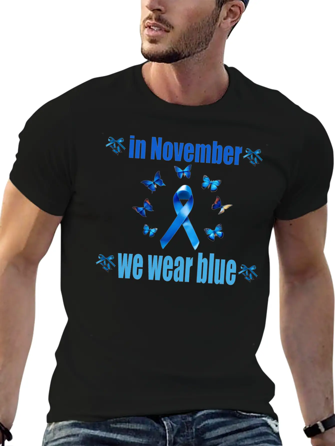 In November We Wear Blue Casual Graphic T-Shirt – Simple And Comfortable Daily Wear