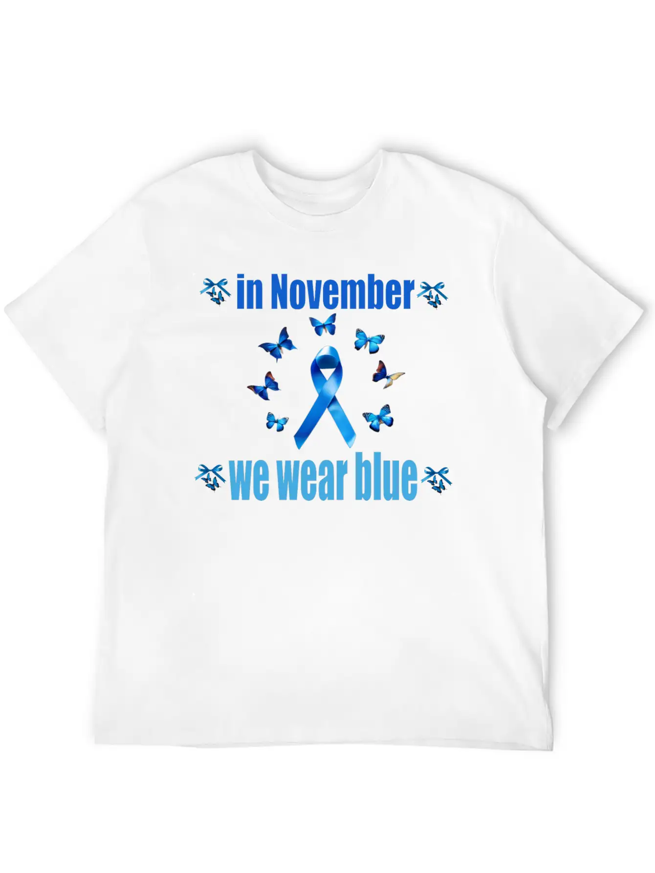 In November We Wear Blue Casual Graphic T-Shirt – Simple And Comfortable Daily Wear