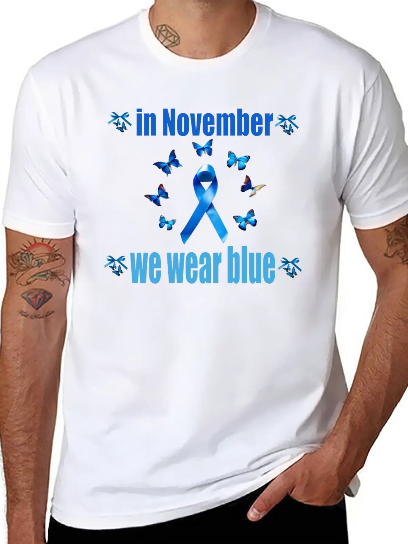 In November We Wear Blue Casual Graphic T-Shirt – Simple And Comfortable Daily Wear