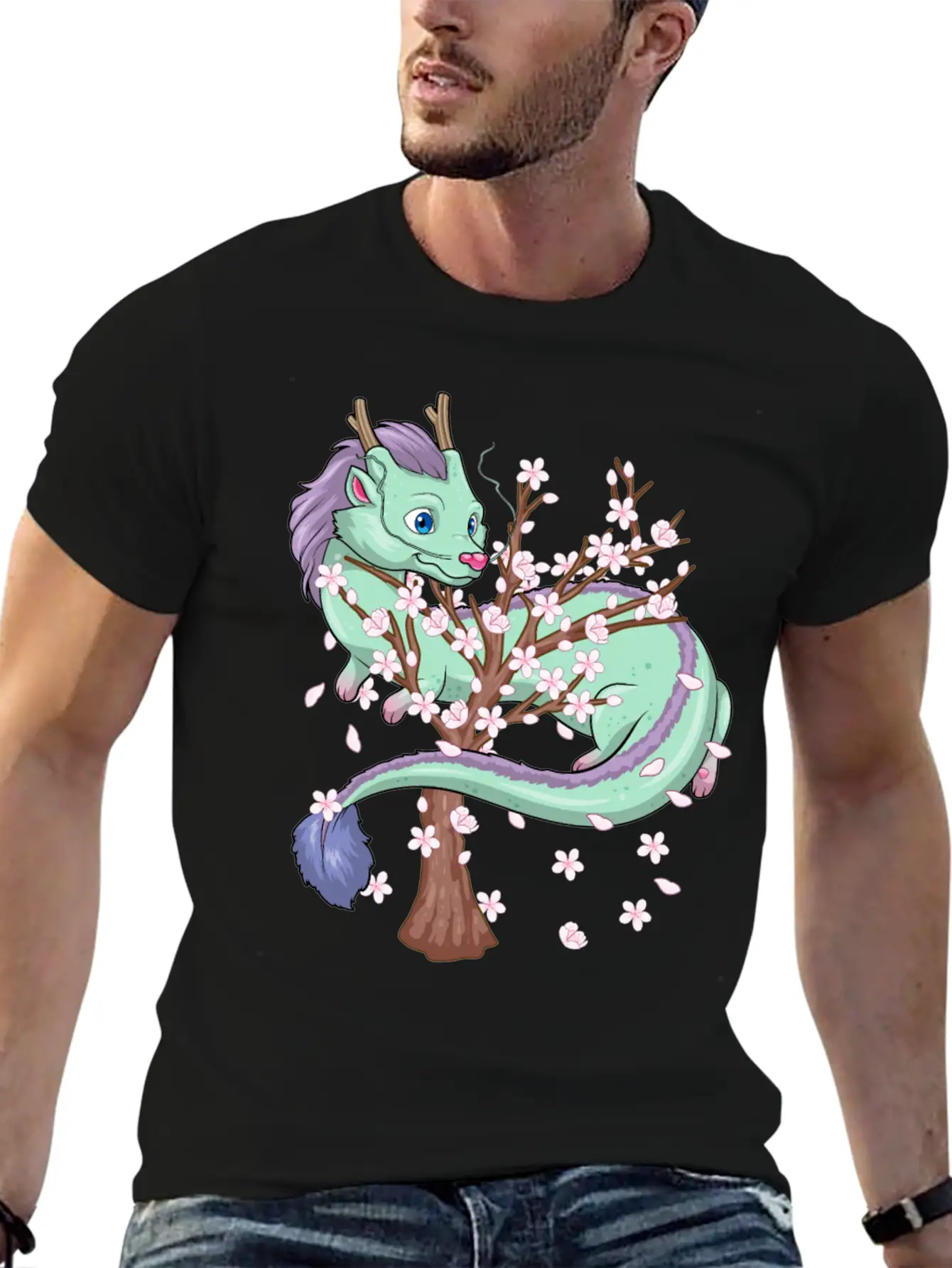 Japanese Sakura Dragon Cherry Blossom Sakura Flowe Classic Cotton Tee – Unisex Comfort For Any Season