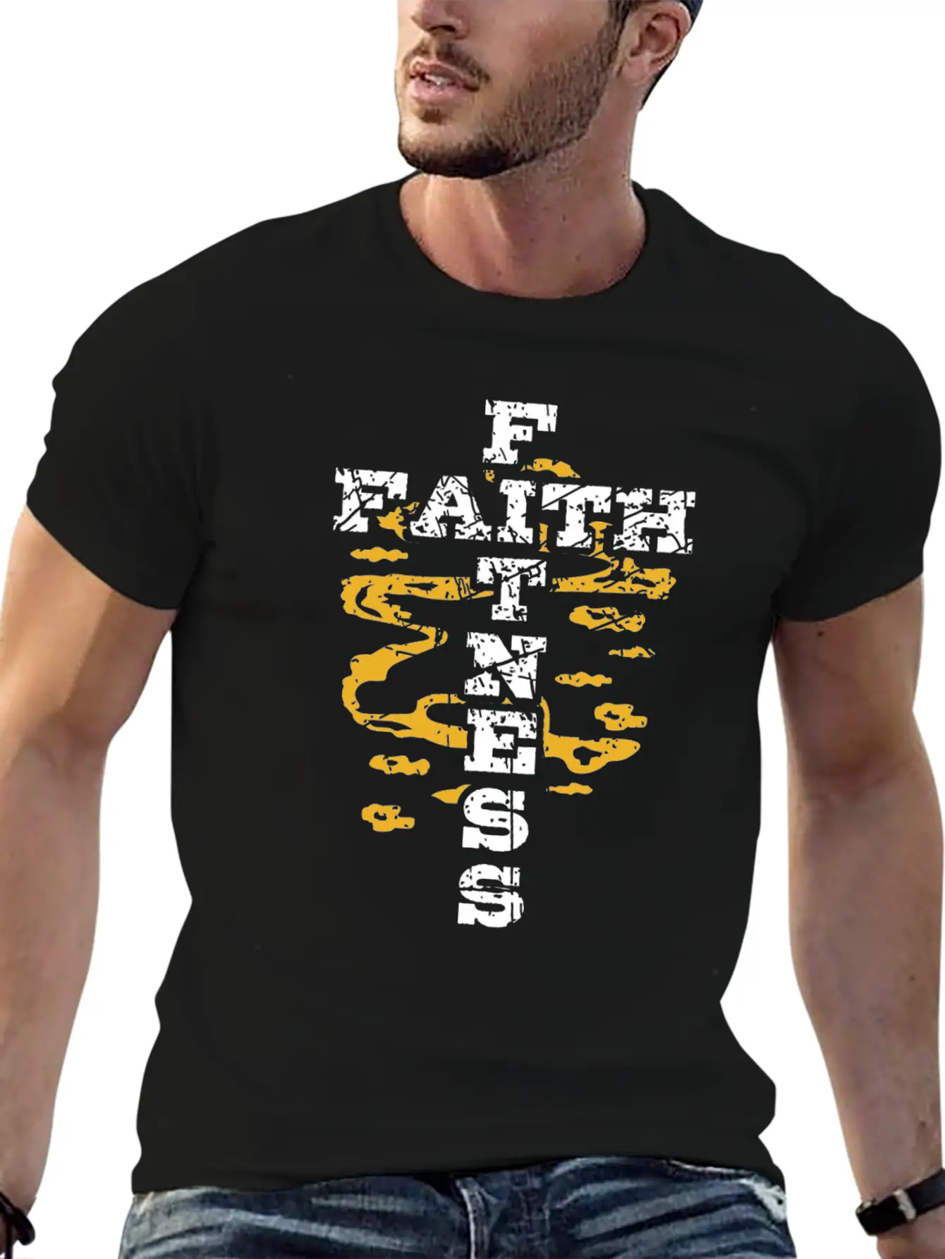 Jesus Workout Shirt Faith Fitness Cross Christian Casual Graphic T-Shirt – Simple And Comfortable Daily Wear