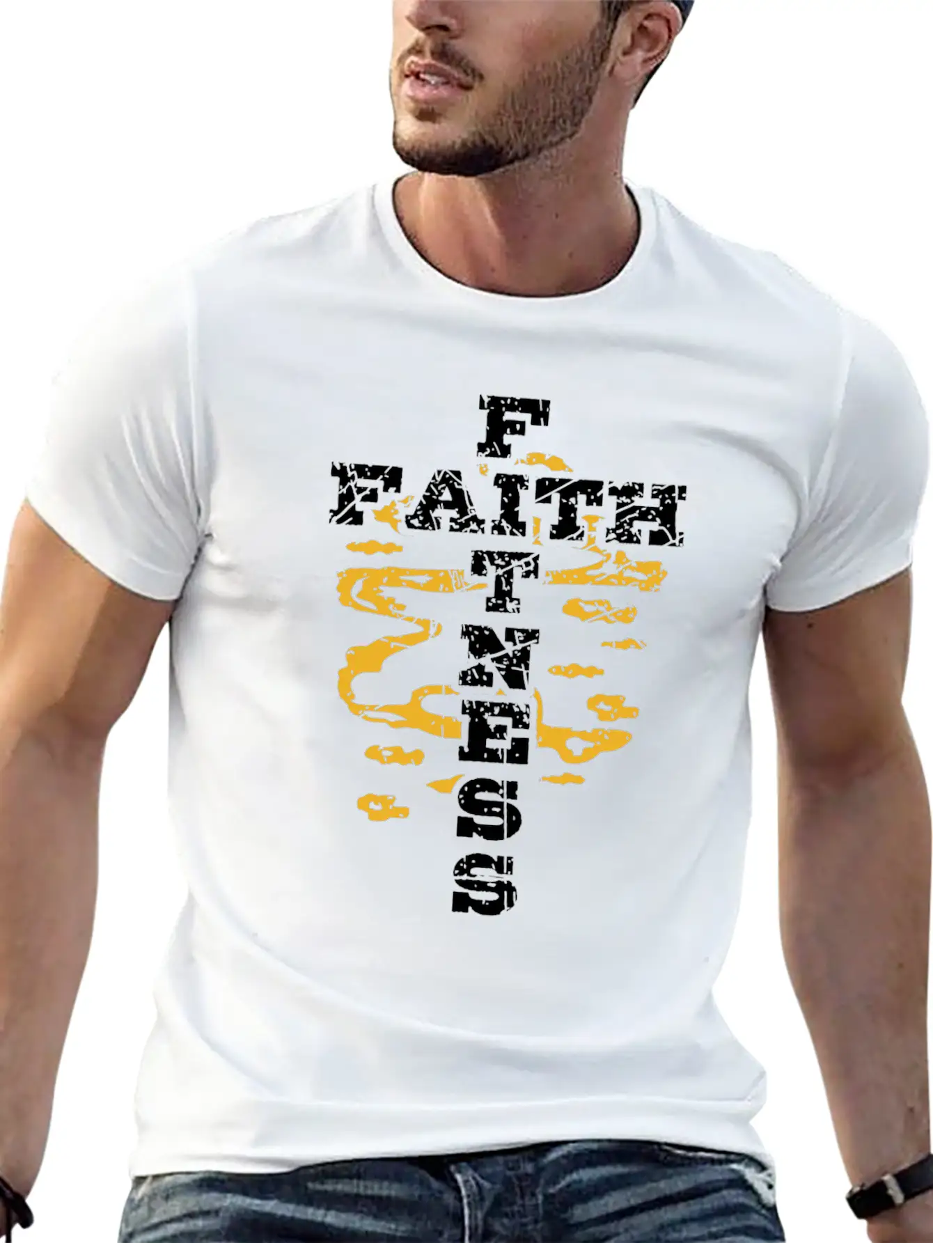 Jesus Workout Shirt Faith Fitness Cross Christian Casual Graphic T-Shirt – Simple And Comfortable Daily Wear