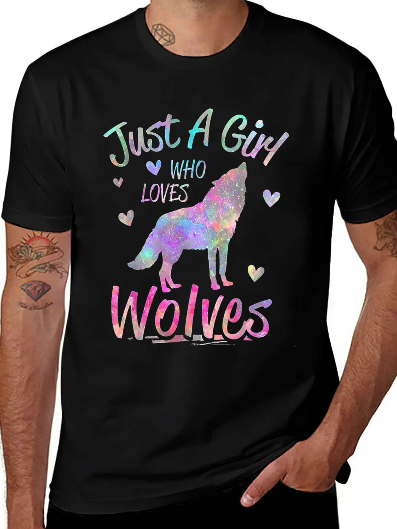 Just A Girl Who Loves Wolves Funny Wolf Casual Graphic T-Shirt – Simple And Comfortable Daily Wear