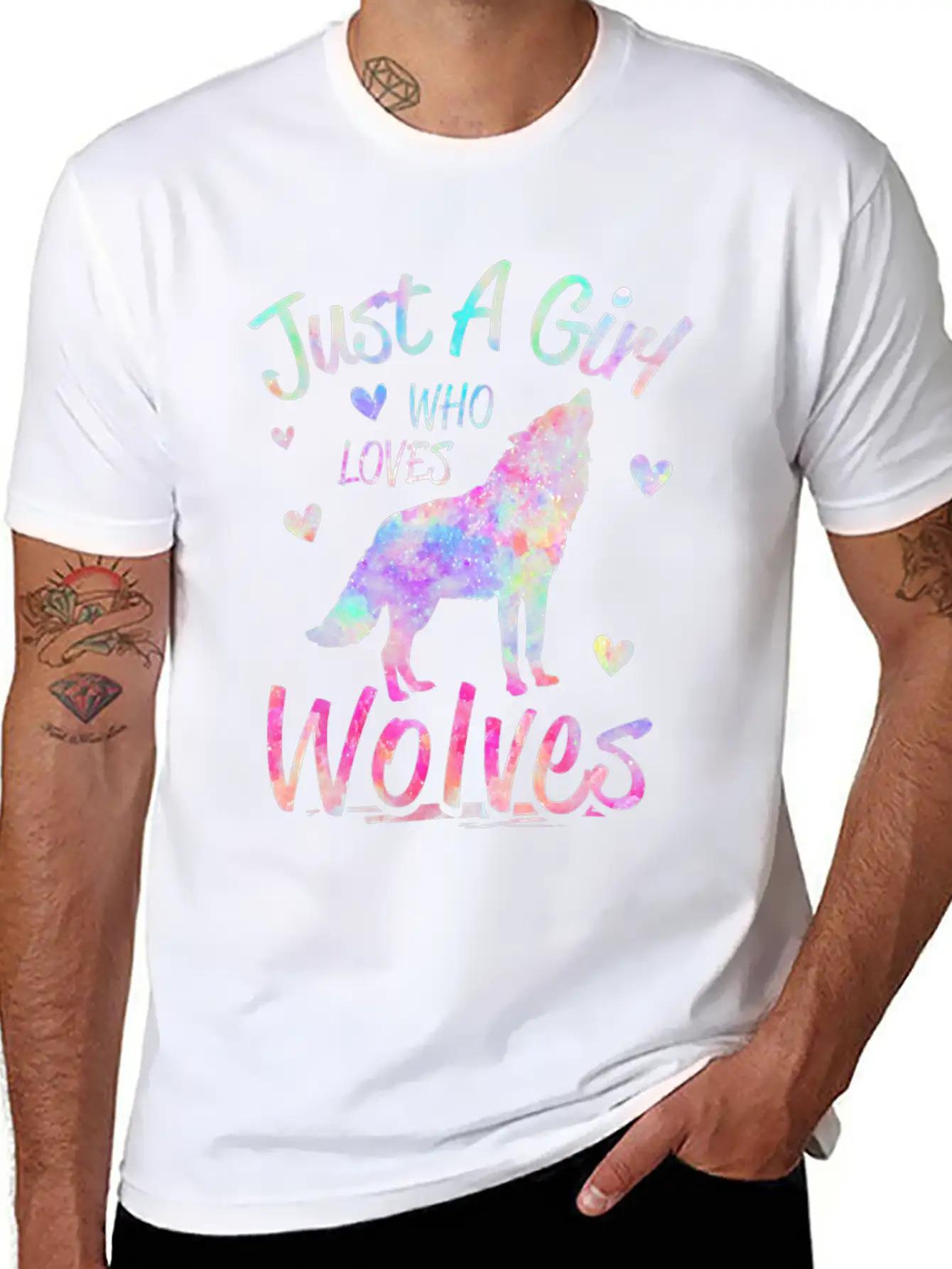 Just A Girl Who Loves Wolves Funny Wolf Casual Graphic T-Shirt – Simple And Comfortable Daily Wear