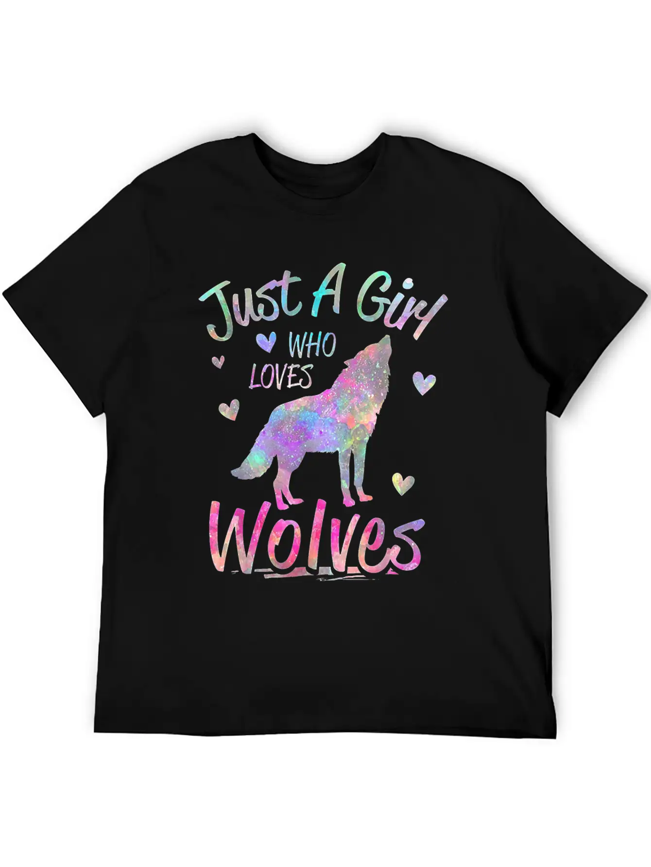Just A Girl Who Loves Wolves Funny Wolf Casual Graphic T-Shirt – Simple And Comfortable Daily Wear