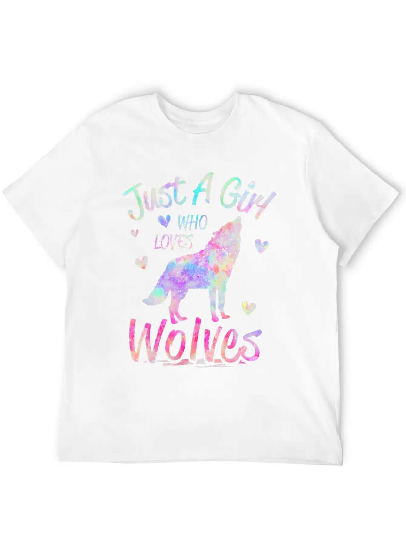 Just A Girl Who Loves Wolves Funny Wolf Casual Graphic T-Shirt – Simple And Comfortable Daily Wear