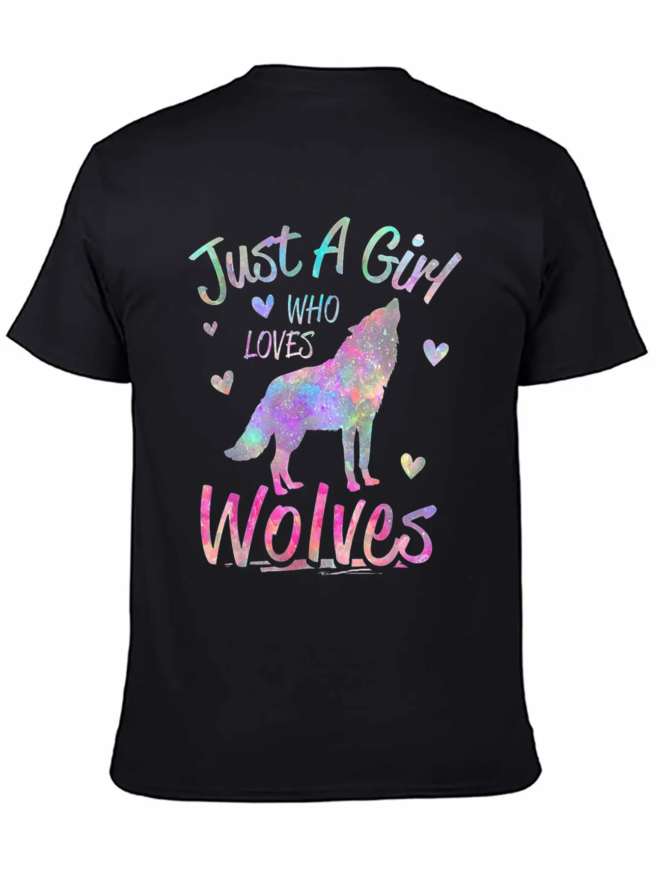 Just A Girl Who Loves Wolves Funny Wolf Casual Graphic T-Shirt – Simple And Comfortable Daily Wear