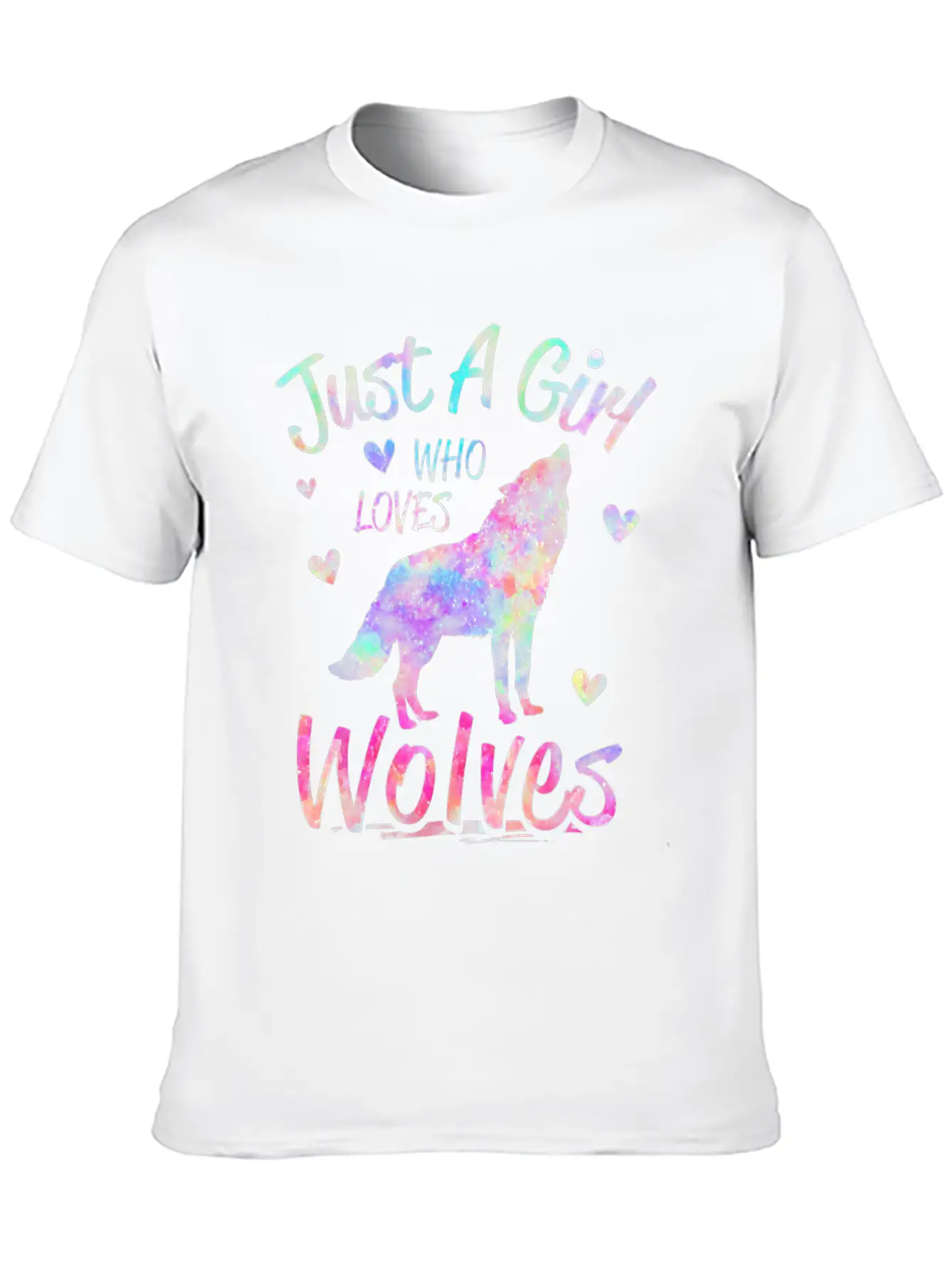 Just A Girl Who Loves Wolves Funny Wolf Casual Graphic T-Shirt – Simple And Comfortable Daily Wear