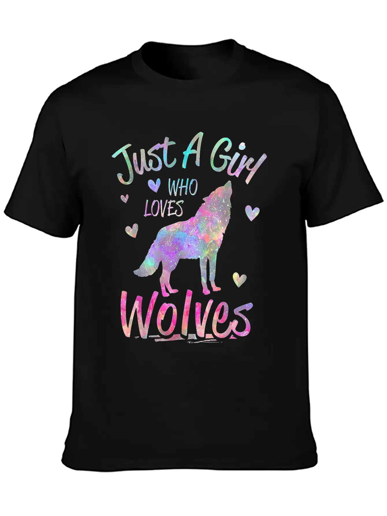 Just A Girl Who Loves Wolves Funny Wolf Casual Graphic T-Shirt – Simple And Comfortable Daily Wear