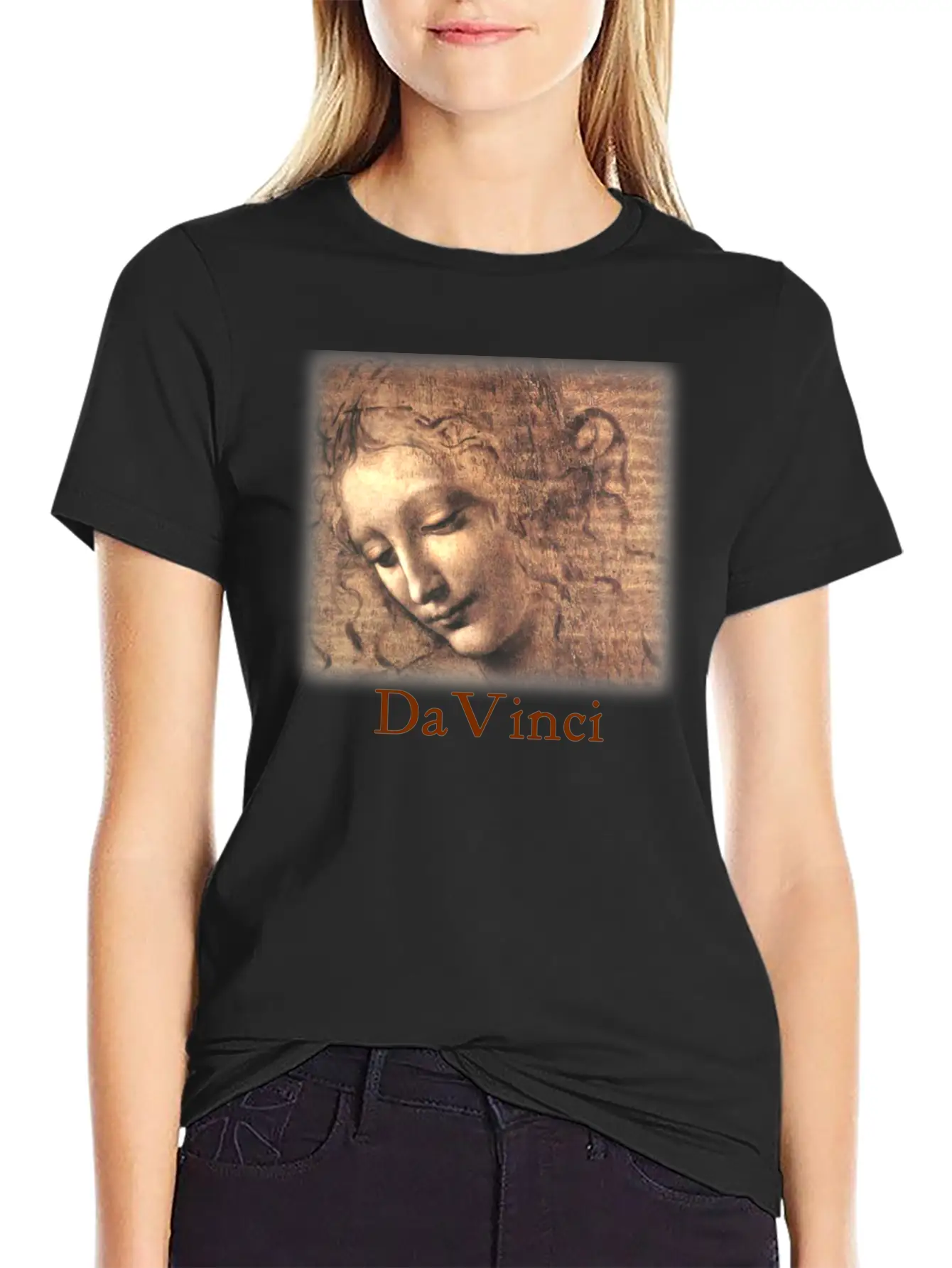 Leonardo_davinci__woman Casual Graphic T-Shirt – Simple And Comfortable Daily Wear