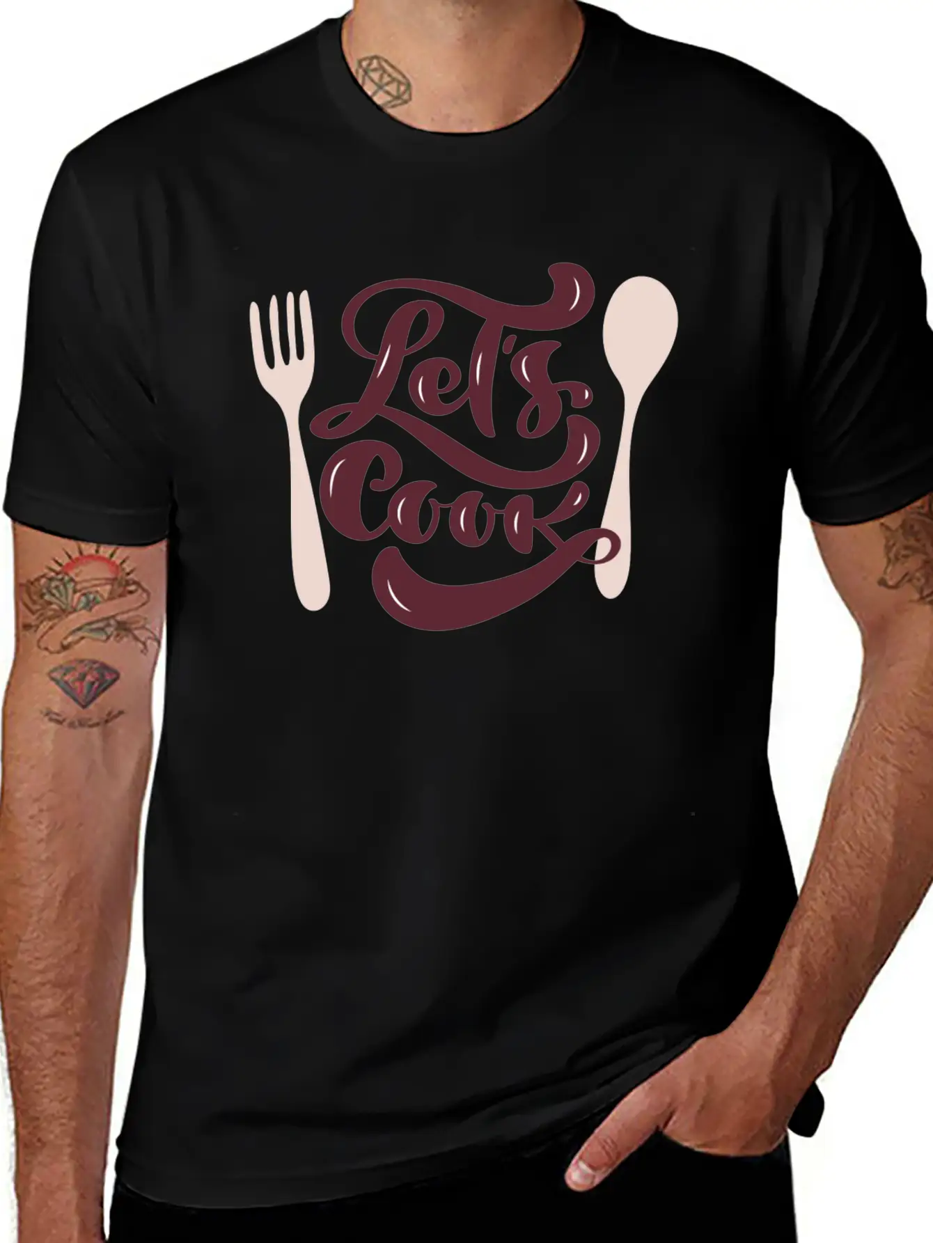 Let's Cook Casual Graphic T-Shirt – Simple And Comfortable Daily Wear