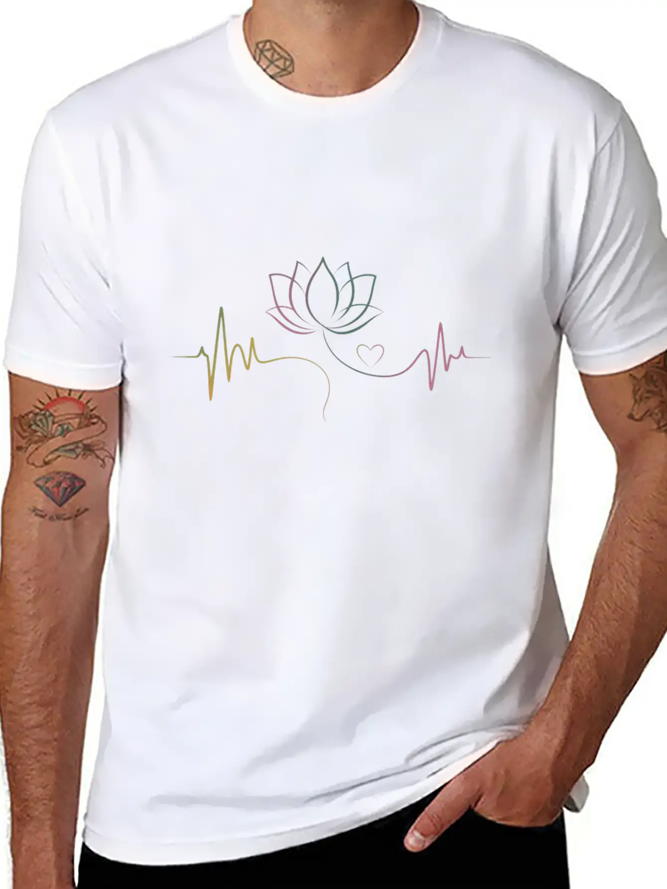 Life Balance: Lotus & Heartbeat Classic Cotton Tee – Unisex Comfort For Any Season