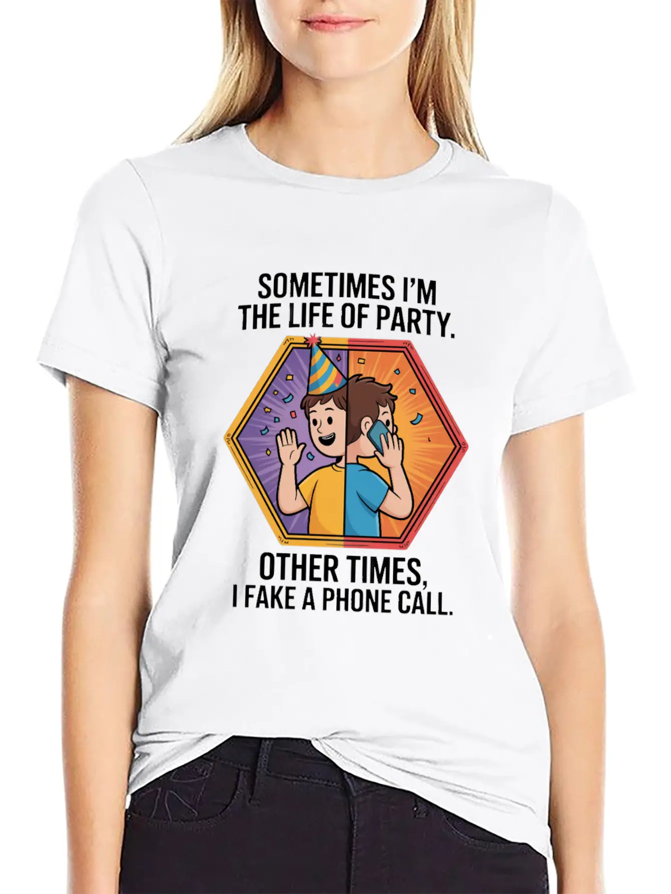 Life Of The Party Other Times I Fake A Phone Call Essential Unisex Summer Tee – Soft Cotton Casual Fit