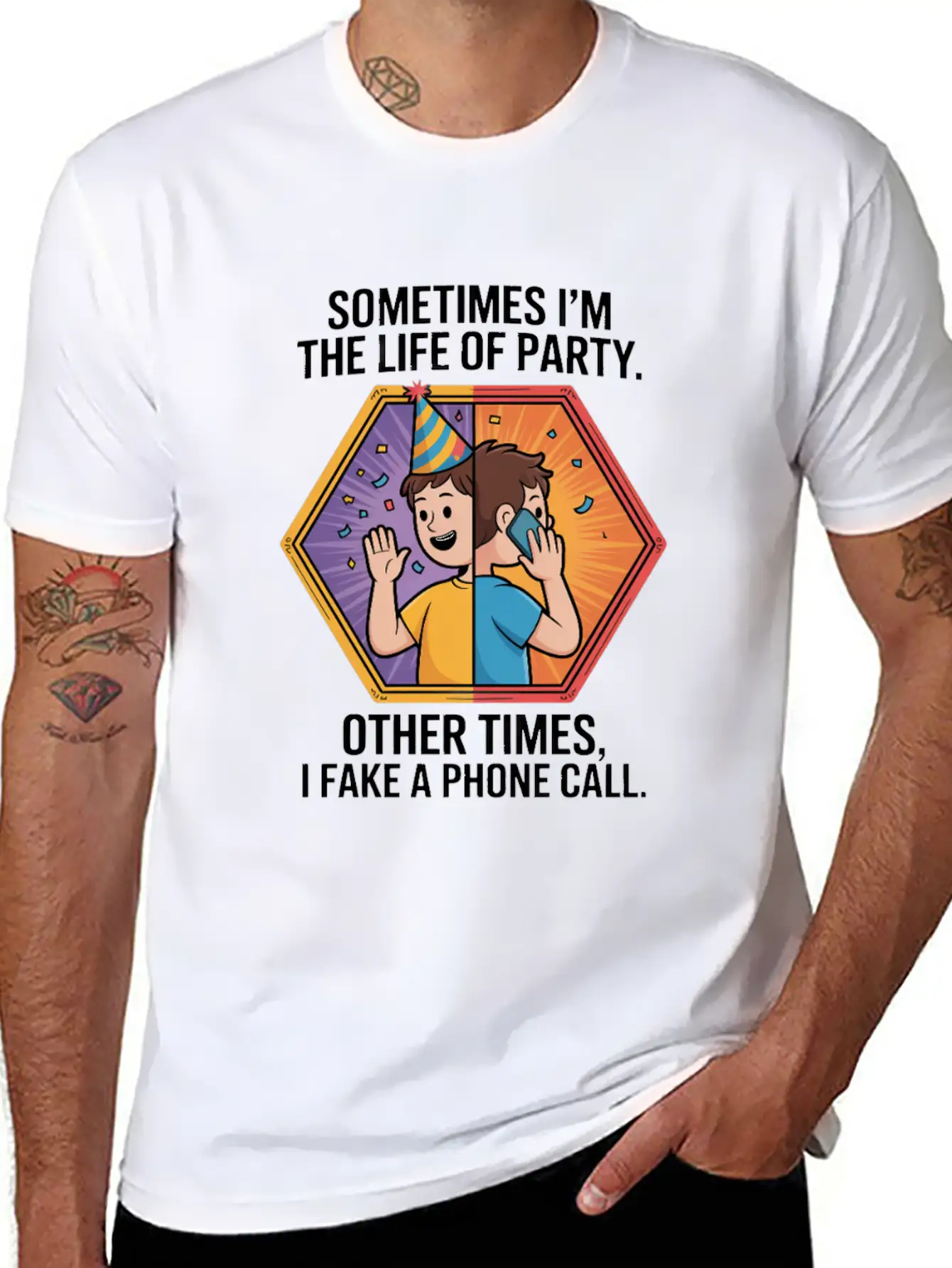 Life Of The Party Other Times I Fake A Phone Call Essential Unisex Summer Tee – Soft Cotton Casual Fit